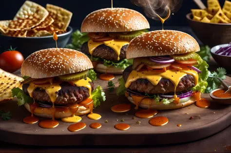 masterpiece, best quality, hamburger photo, food, food focus, The "PopBola Fusion" is an exclusive and time-limited delivery san...