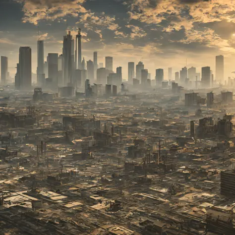 landscape of some u.s. city apocalyptic style, ultra realistic, 8k hd --auto --s2