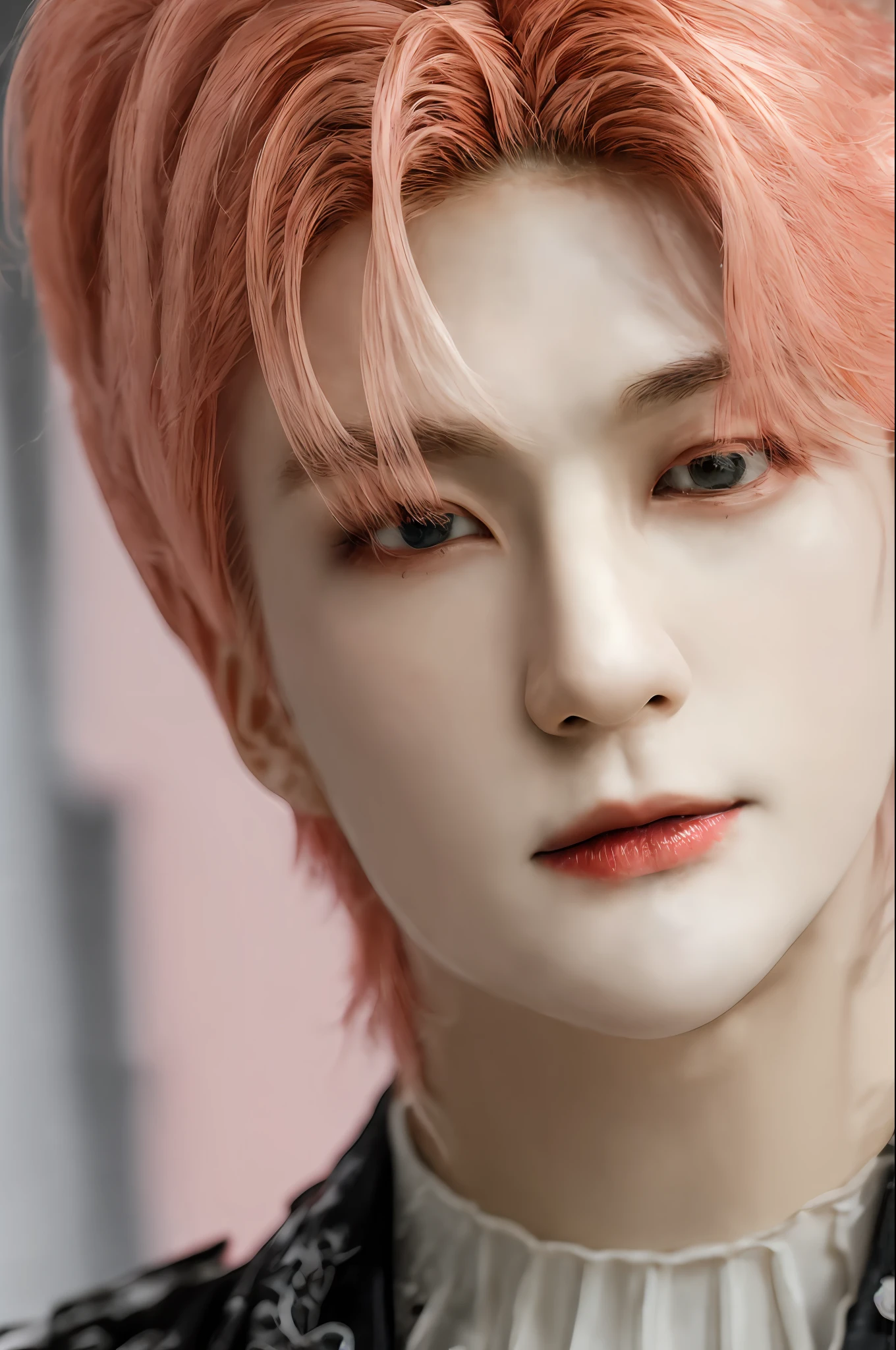 hyunstayv2, front facing, twink, parted lips, (dark pink hair:1.2), dark pink prince regal outfit, (ultra realistic:1.2), (close-up photo:1.1), (gothic european castle background:1.2), (intricate:1.2), (looking at viewer:1.2),