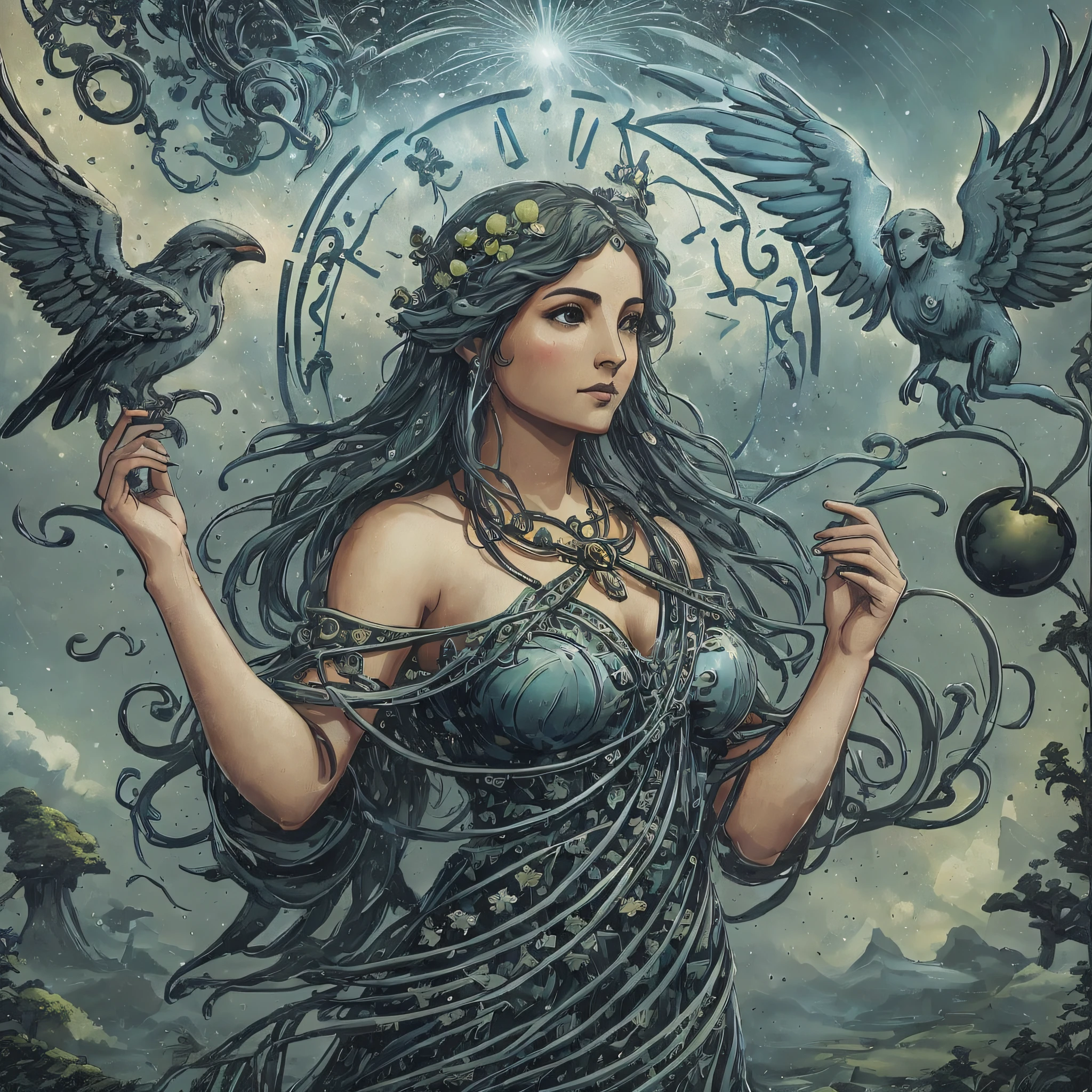 The card "The World" in the Tarot symbolizes the completion of a journey and the achievement of an important cycle. The image depicts a female figure wrapped in a dancing robe, surrounded by a laurel wreath and holding two wands that represent balance and harmony. It is in a circle surrounded by symbols of the four elements – fire, earth, air and water, representing the totality and union of all natural forces. The central figure is surrounded by winged creatures, representing the connection between heaven and earth. In the background of the scene, there is a representation of the celestial sphere with stars, symbolizing the connection with the universe and the expansion of knowledge. The card "The World" represents fulfillment, integration, and perfection. It indicates the end of a cycle and the achievement of a desired goal. It is the moment of celebration, of recognition of achievements and of reaping the fruits of hard work. This letter reminds us that we are part of a greater whole and that we achieve wholeness by finding the balance between the physical, mental, emotional, and spiritual aspects of our life. It is an invitation to connect with our highest purpose, to expand our consciousness, and to embrace the totality of our existence. The letter "The World" encourages us to explore new horizons, to seek new experiences, and to embrace the diversity and interconnectedness of all things. It is a reminder that we are co-creators of our reality and that we have the power to shape our destiny. This letter invites us to celebrate our own uniqueness and to share our gifts and talents with the world. It is a time of fullness, expansion and gratitude for all that we have achieved.