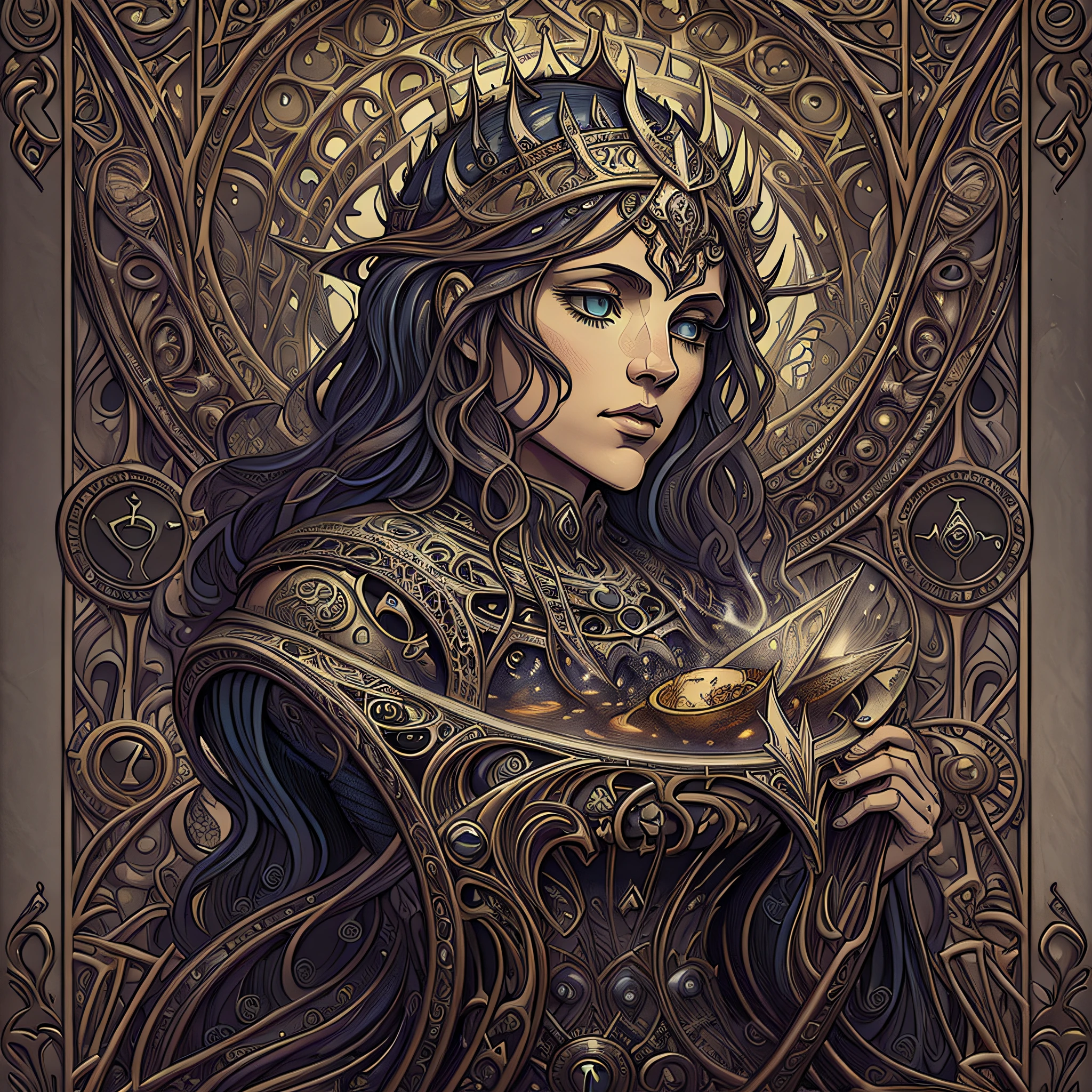 the cauldron, tarot card, in the style of intricate art nouveau illustrations, multilayered, hyper-detailed --ar 2:3 --no text mockup watermark --auto --s2