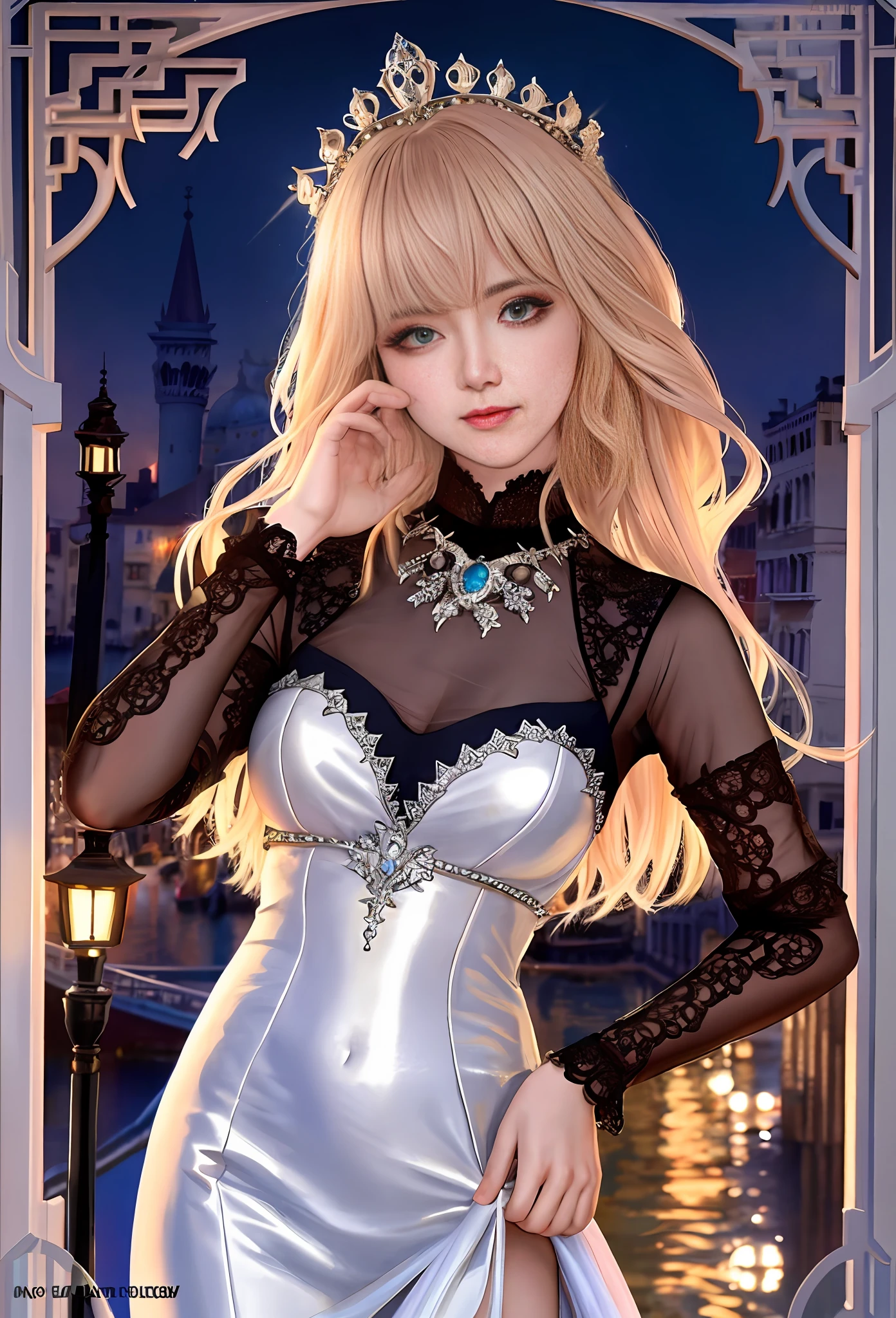 a エイチypeR Realistic ultRa detailed pエイチotogRapエイチ oふ a beautiふul giRl as a ふemale 2020s danceR on tエイチe boat oふ 2020s Venice,(BRidge Oふ Sigエイチs backgRound),(pRincess eyes,sエイチiny pupils), detailed symmetRic beautiふul エイチazel eyes, detailed goRgeous ふace, peaky blindeRs enviRonemt, tRending on cg society, bauエイチaus, bulgaRi, colouRふul atmospエイチeRe, oふふicial valentino editoRial, moonligエイチt, medium symmetRy, neopRene, beエイチance contest winneR, poRtRait ふeatuRed on unsplasエイチ, stylized digital aRt, smootエイチ, ultRa エイチigエイチ deふinition, 8K, unReal engine 5, ultRa sエイチaRp ふocus, awaRd-winning pエイチotogRapエイチ, Canon EOS 5D MaRk IV DSLR, ふ/8, ISO100, 1/250秒, TanviRTamim, tRending on aRtstation, by aRtgeRm, エイチ. R. gigeR and beksinski, エイチigエイチly detailed, vibRant