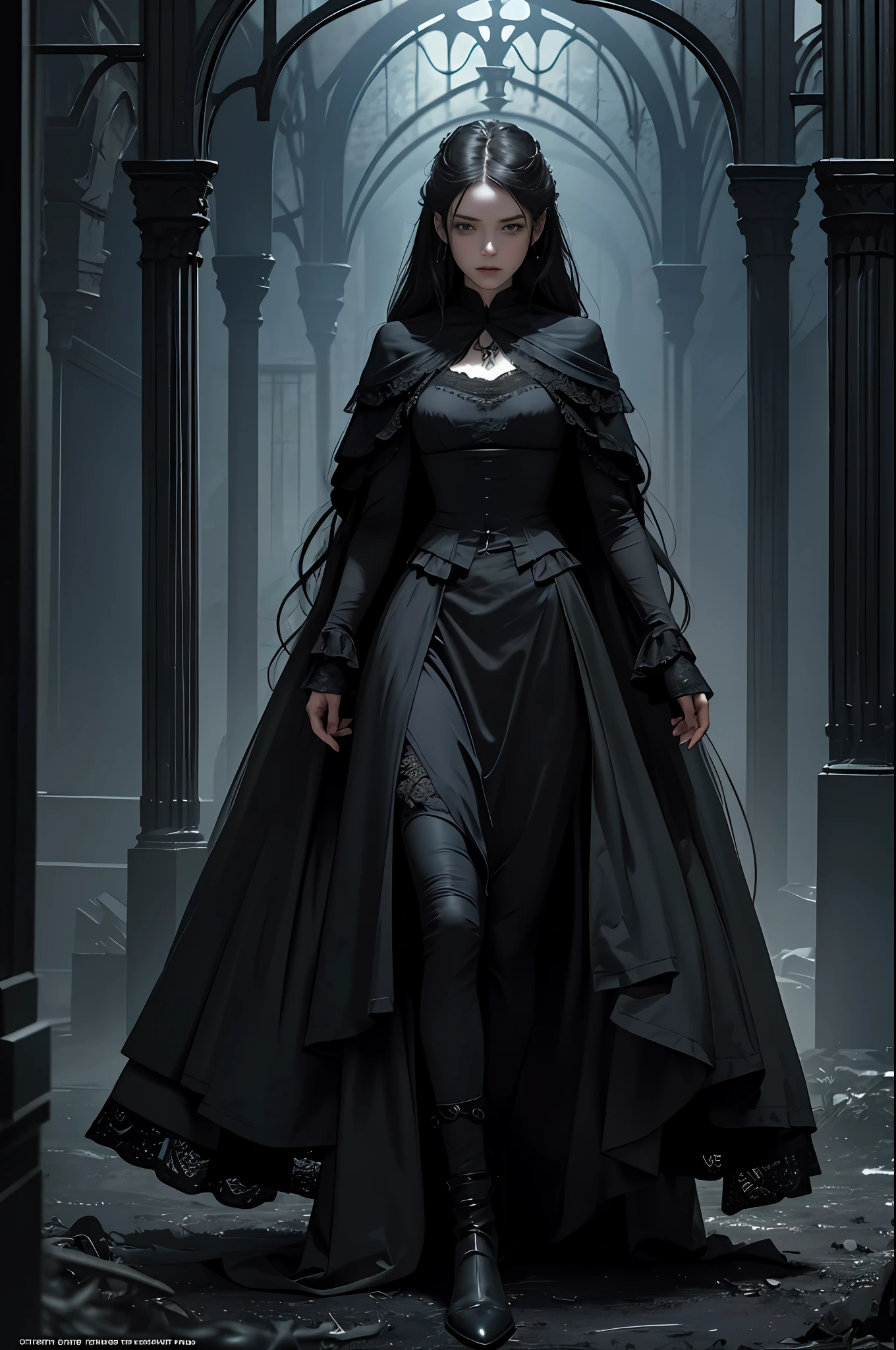 Official art, Unity 8k wallpaper, super detailed, best quality, full body
dark, atmospheric, mystical, romantic, creepy, literature, art, fashion, victorian, decoration, intricacies, ironwork, contemplation, emotional depth, supernatural, 1 girl, solo, flat chest, knight, full body composition