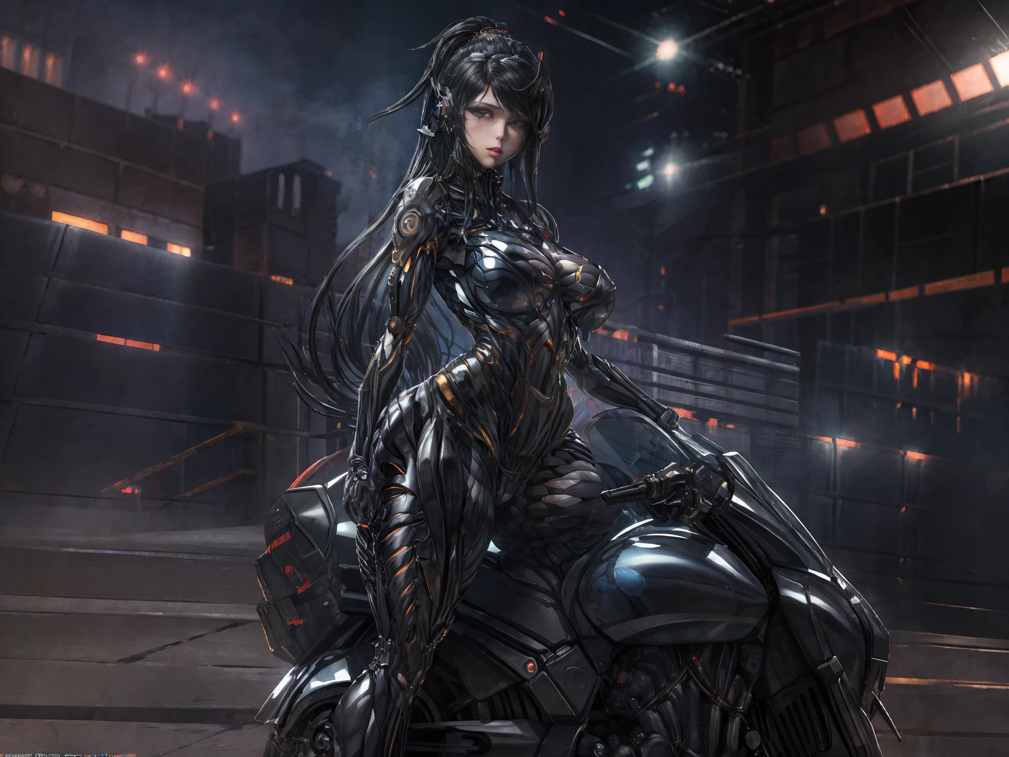 anime girl on a motorcycle in a city with a futuristic background, cyberpunk anime girl mech, digital cyberpunk anime art, anime cyberpunk art, girl in mecha cyber armor, mechanized valkyrie girl, cushart krenz key art feminine, digital cyberpunk - anime art, female cyberpunk anime girl, biomechanical oppai, best anime 4k konachan wallpaper