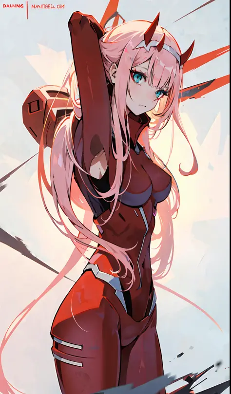 zero two \(darling in franxx\), darling in franxx, 1girl, bangs, bite, shadow, long hair, small breasts, large thighs, big ass, ...