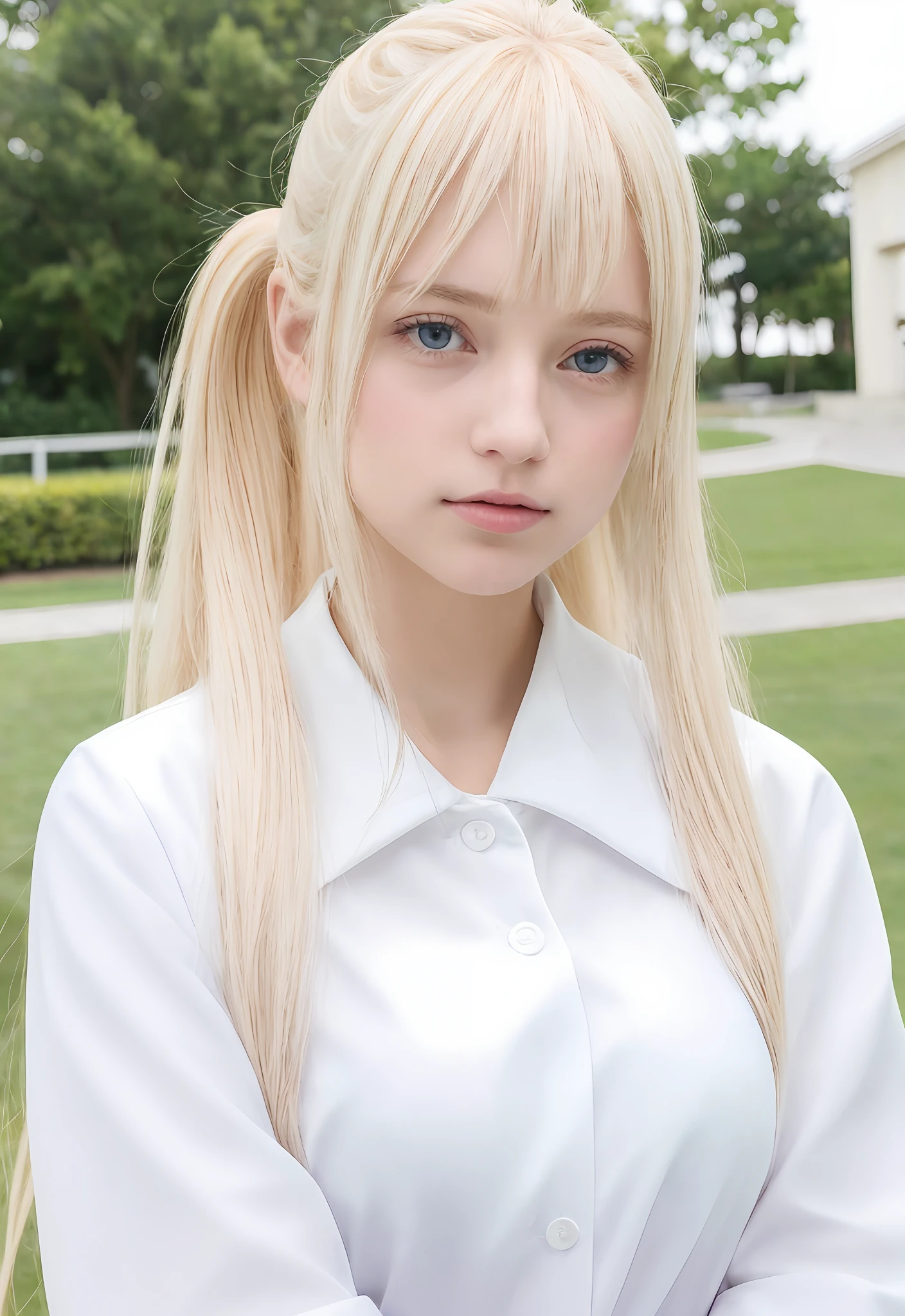 RAW photos, (((Portrait of extreme beauty))), upper body, shiny cheeks, (shiny shiny white glossy skin)), one, 15 years old ultimate beautiful beautiful girl, (((shiny bright shiny platinum blonde)), half ponytail, long bangs hanging over the nose, [bright shiny clear big blue eyes], silky long straight hair, super long hair(Masterpiece, Top Quality, Ultra Detail, Light, High Definition, 8K, Very Detailed)), Detailed Background, 8K UHD, High Quality, Shallow Depth of Field, Natural Light, (Perfect Hand), School Uniform, Pink Sailor Suit, Purity,