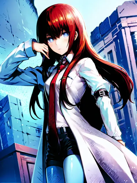 1 girl, solo, (best quality), (masterpiece: 1.1), (white uniform: 1.4), red tie, dress, looking_at_viewer, neck_ribbon, cute, tr...