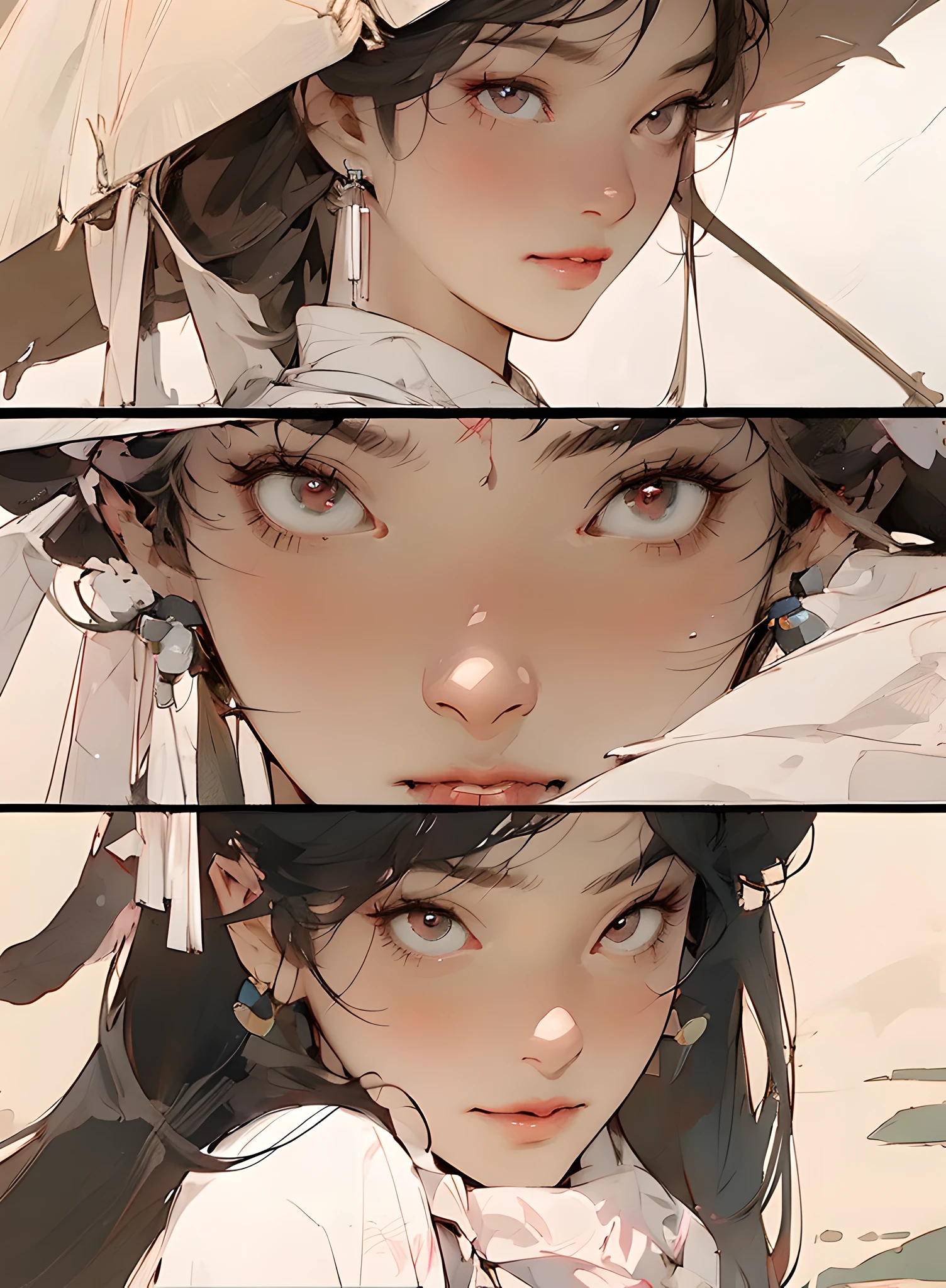 il y a deux photos d&#39;une femme avec un parapluie et un chat, oeuvre d&#39;art dans le style de guweiz, guweiz, belle peinture de personnage, Guweiz sur ArtStation Pixiv, guweiz sur pixiv artstation, superbe portrait de visage d&#39;anime, Belle œuvre d&#39;art numérique, Tirages de Wlop Ross, Art animé numérique détaillé, chef-d&#39;œuvre de Guweiz