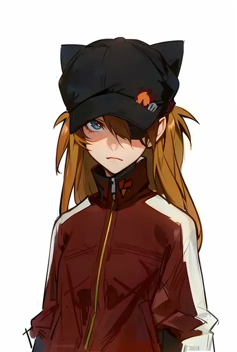 anime girl with cat ears and a black hat, female protagonist 👀 :8, asuka langley sohryu, asuka langley, female protagonist, asuk...