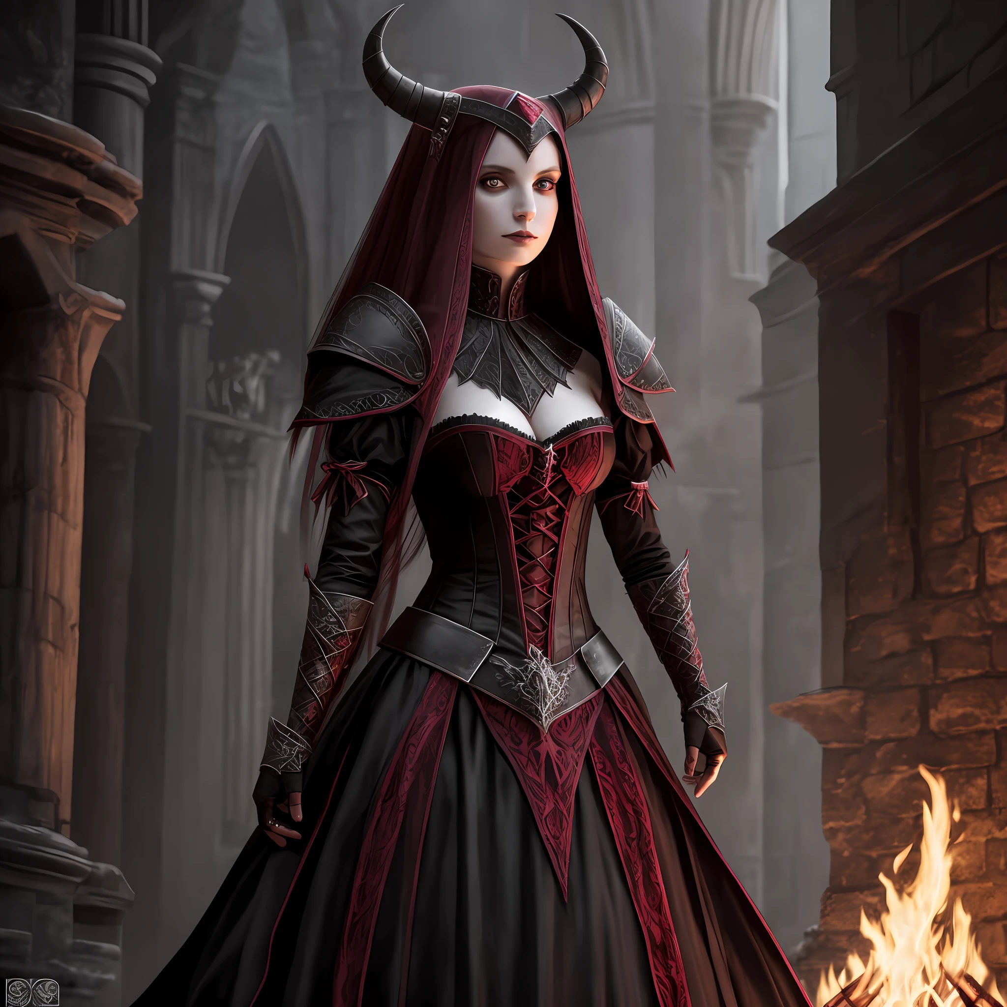 Elizabeth bathory, Full body, black gothic armor, hyper-realistic ...