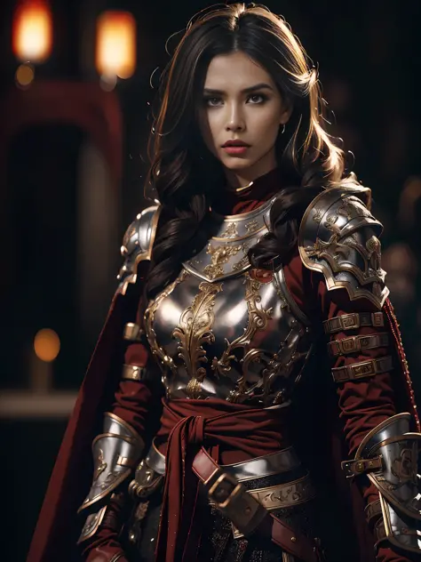 1girl, solo, female roman warrior with red helmet and cape, long black hair, angry, extremely beautiful girl, subtle makeup, sil...