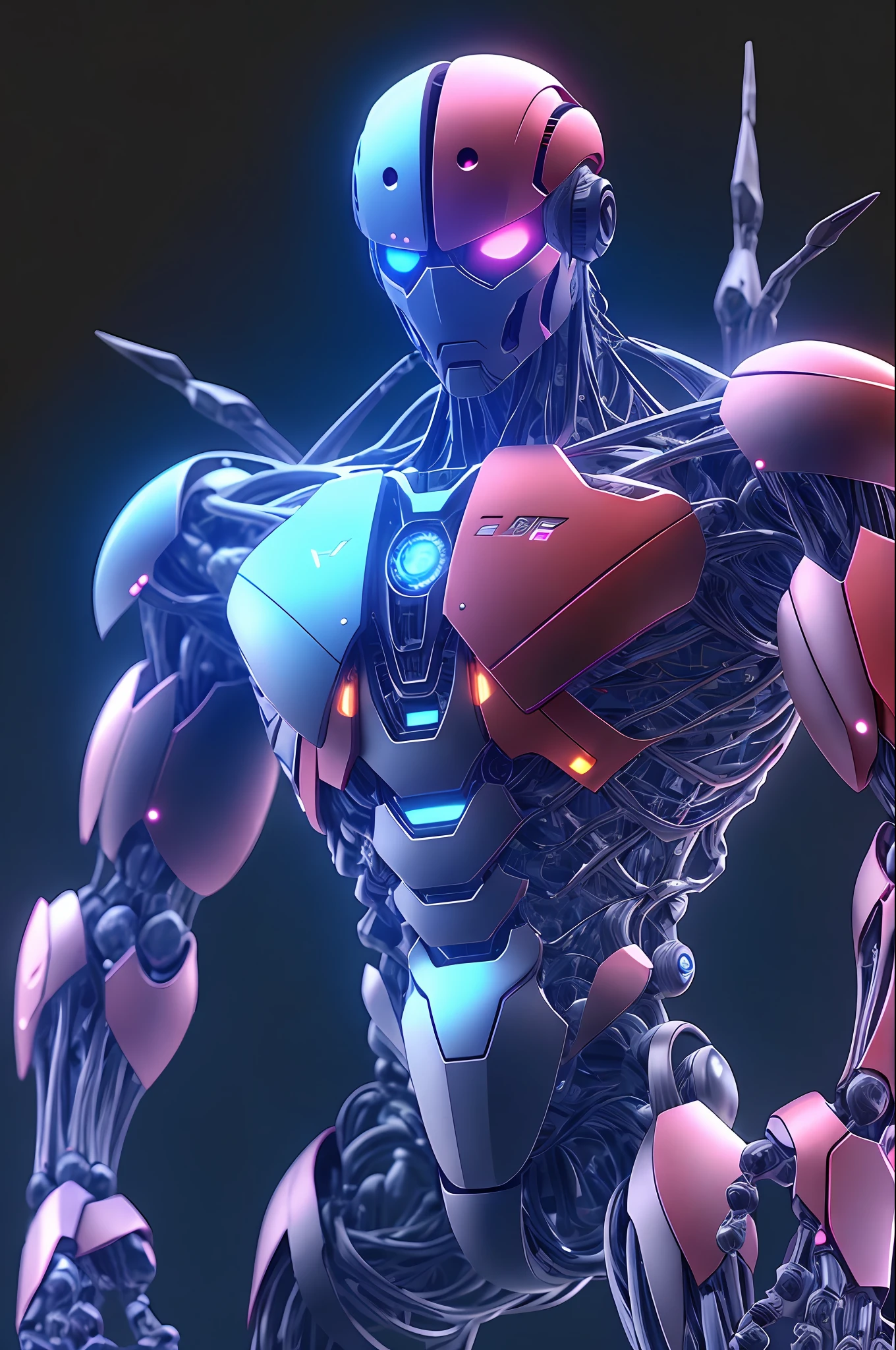 Male, robot de IA, frontal, virtual sci-fi, ojo cibernético, estilo sc3pt4