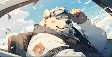 anime character in a car with a dog in the passenger seat, alphonse fly, makoto shinkai ( apex legends ), winston from overwatch...
