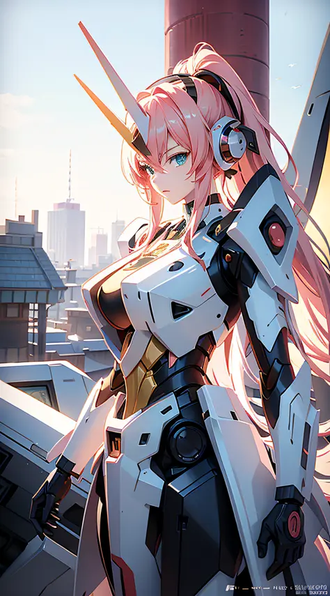 There is a large robot standing on the platform with female mecha, best anime 4k konachan wallpaper, detailed digital anime art,...