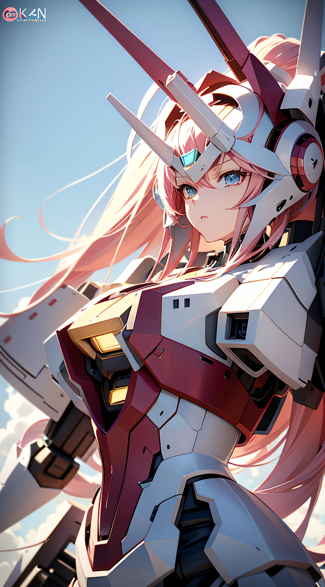 There is a large robot standing on the platform with female mecha, best anime 4k konachan wallpaper, detailed digital anime art, anime mecha aesthetics, detailed anime art, detailed anime artwork, anime wallpaper 4 K, anime wallpaper 4k, advanced digital anime art, 4k anime wallpaper, badass anime 8 k, anime art wallpaper 4k, anime art wallpaper 4k