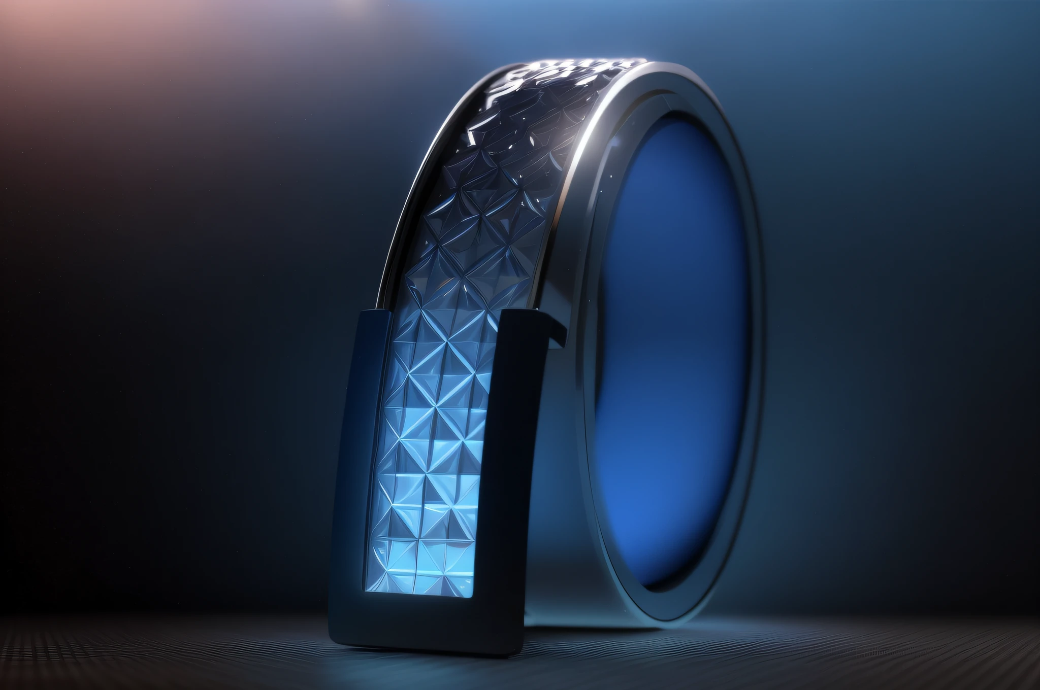 A close up of a ring with a blue light in the middle - SeaArt AI