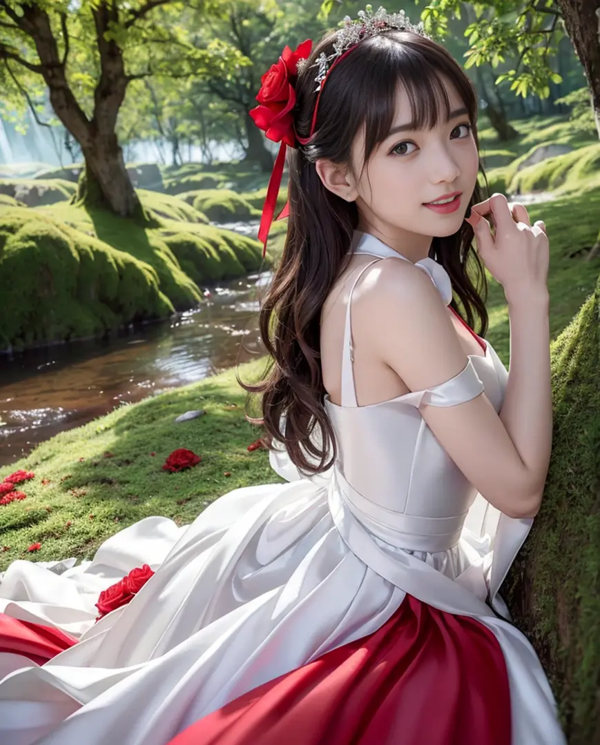 rose flowers, light eye makeup, ((1)),(((photorealistic)))))), (((akb 48)), (full body photo))), (lens flare),(backlight)), ((in...