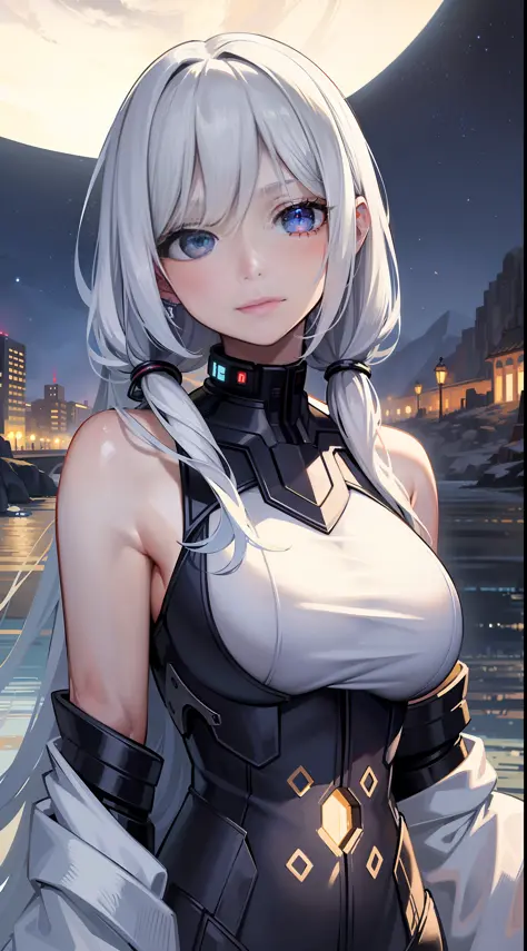 best quality, masterpiece, highres,
1girl, Detailed face, (Upper body:1.6), Cyber cities, mountains and rivers, night, firefly l...