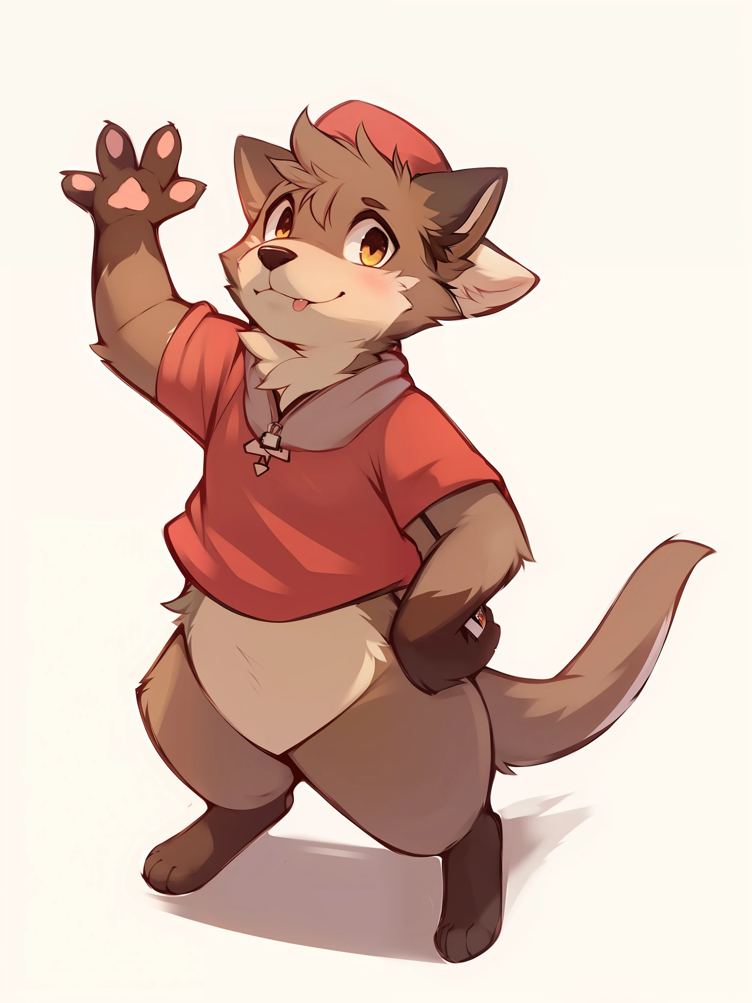 A cartoon cat with a red shirt and a baseball cap - SeaArt AI