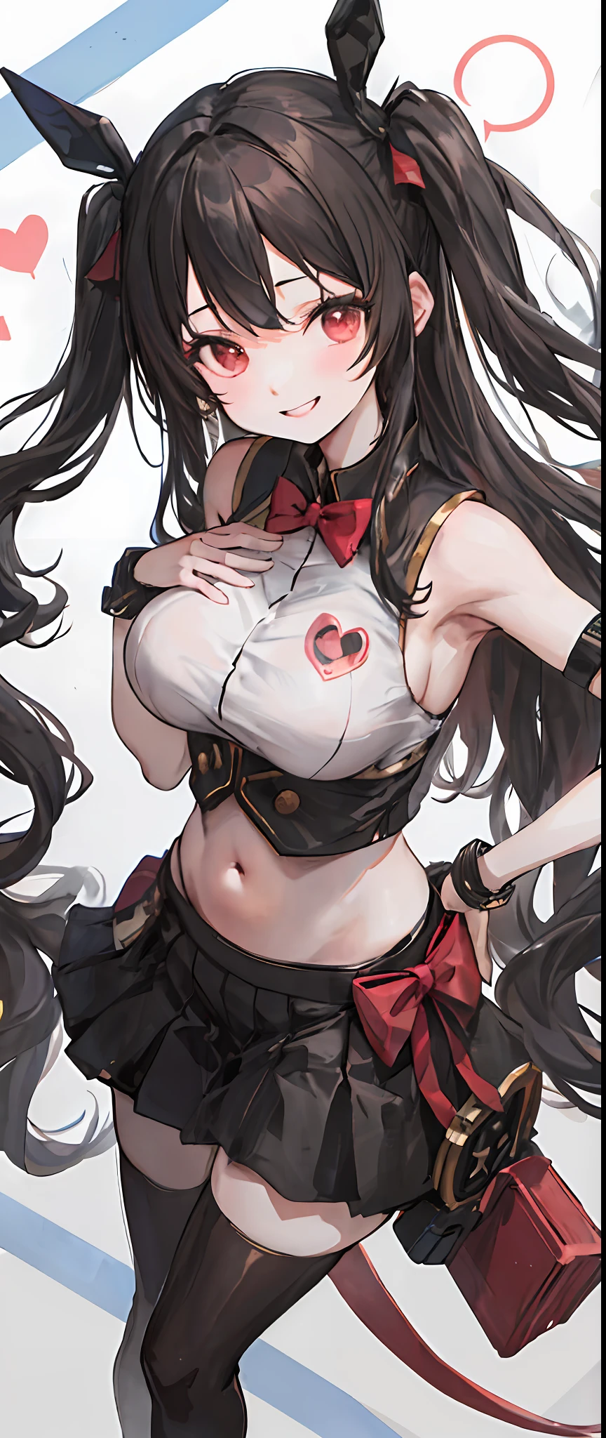 Anime girl with long black hair and red eyes holding a red box - SeaArt AI