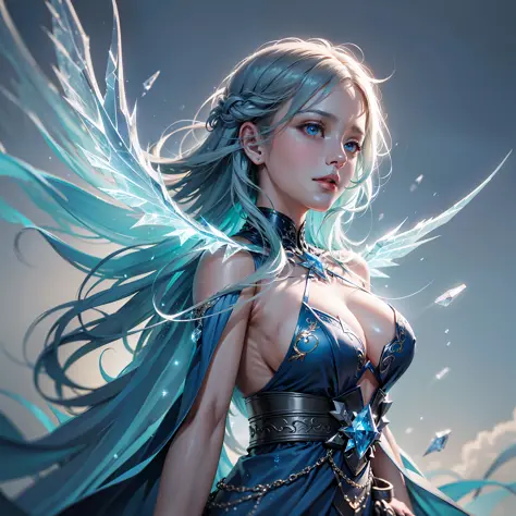 Best Quality, Masterpiece): 1.2), white hair, blue eyes, swordswoman -  SeaArt AI