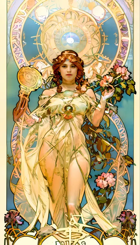 a painting of a woman with a rose in her hand, mucha style 4k, artgerm mucha, alphonse mucha and rossdraws, alphonse mucha style, mucha. art nouveau. gloomhaven, alphonse mucha cgsociety, artgerm and alphonse mucha, artem demura alphonse mucha, in style of...