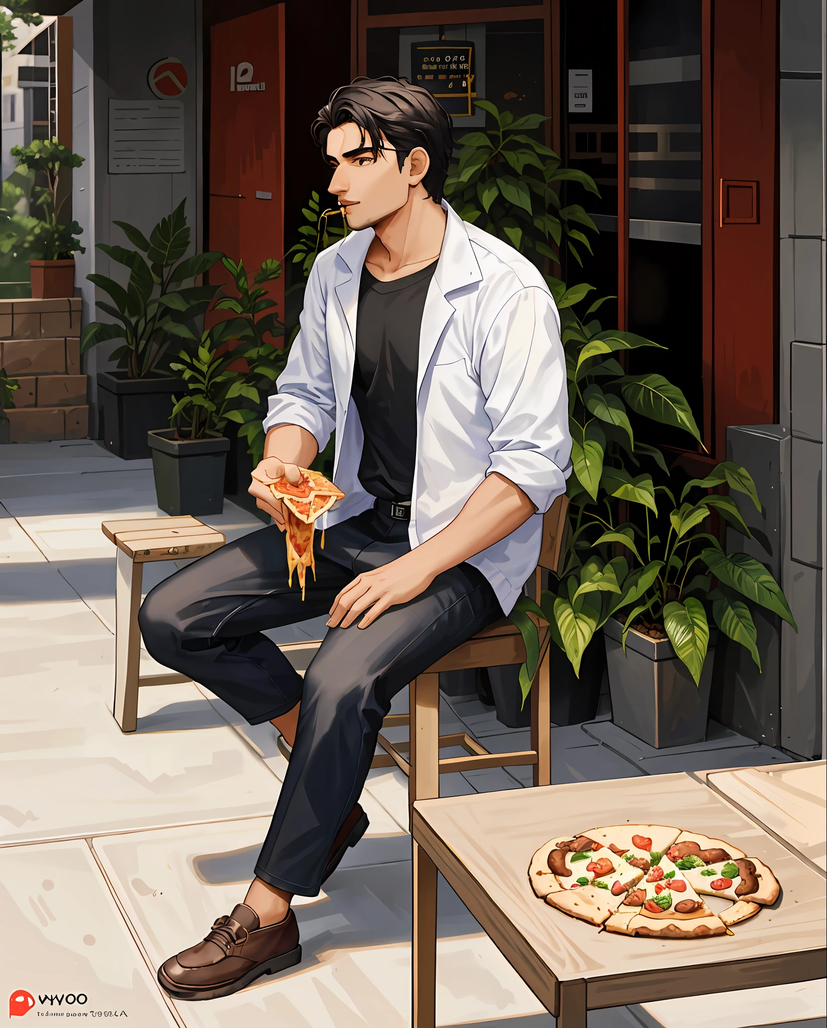 there is a man sitting at a table eating a piece of pizza, around 1 9 years old, mohamed chahin, ayan nag, profile picture 1024px, khyzyl saleem, profile pic, photo taken in 2 0 2 0, profile shot, candid picture, nivanh chanthara, very very low quality picture, jayison devadas