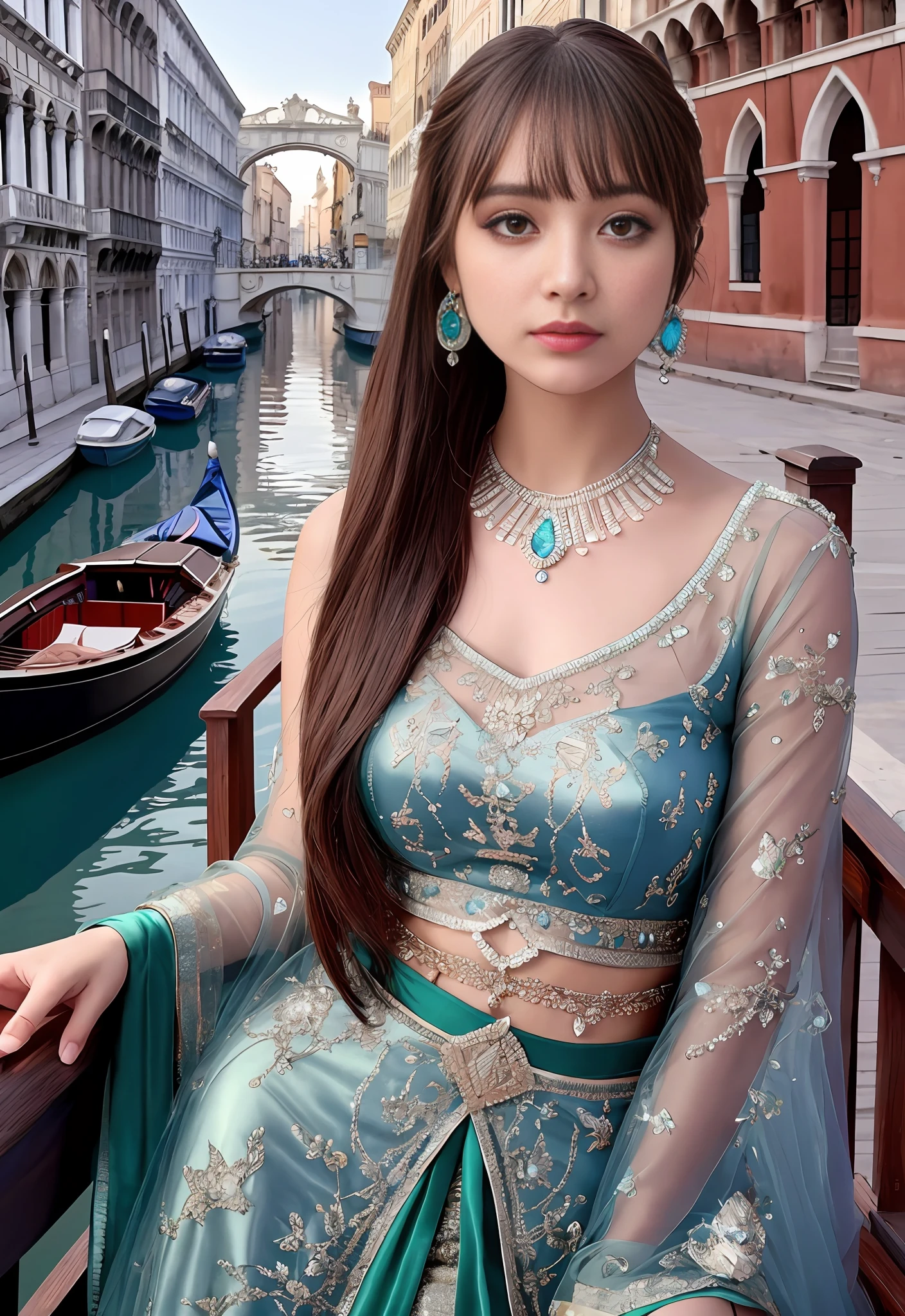 a HypeR Realistic ultRa detailed pHotogRapH of a beautiful giRl as a female 2020s danceR on tHe boat of 2020s Venice,(BRidge Of SigHs backgRound),(pRincess eyes,sHiny pupils), detailed symmetRic beautiful Hazel eyes, detailed goRgeous face, peaky blindeRs enviRonemt, tRending on cg society, bauHaus, bulgaRi, colouRful atmospHeRe, official valentino editoRial, moonligHt, medium symmetRy, neopRene, beHance contest winneR, poRtRait featuRed on unsplasH, stylized digital aRt, smootH, ultRa HigH definition, 8K, unReal engine 5, ultRa sHaRp focus, awaRd-winning pHotogRapH, Canon EOS 5D MaRk IV DSLR, f/8, ISO 100, 1/250 segundos, TanviRTamim, tRending on aRtstation, by aRtgeRm, H. R. gigeR and beksinski, HigHly detailed, vibRant