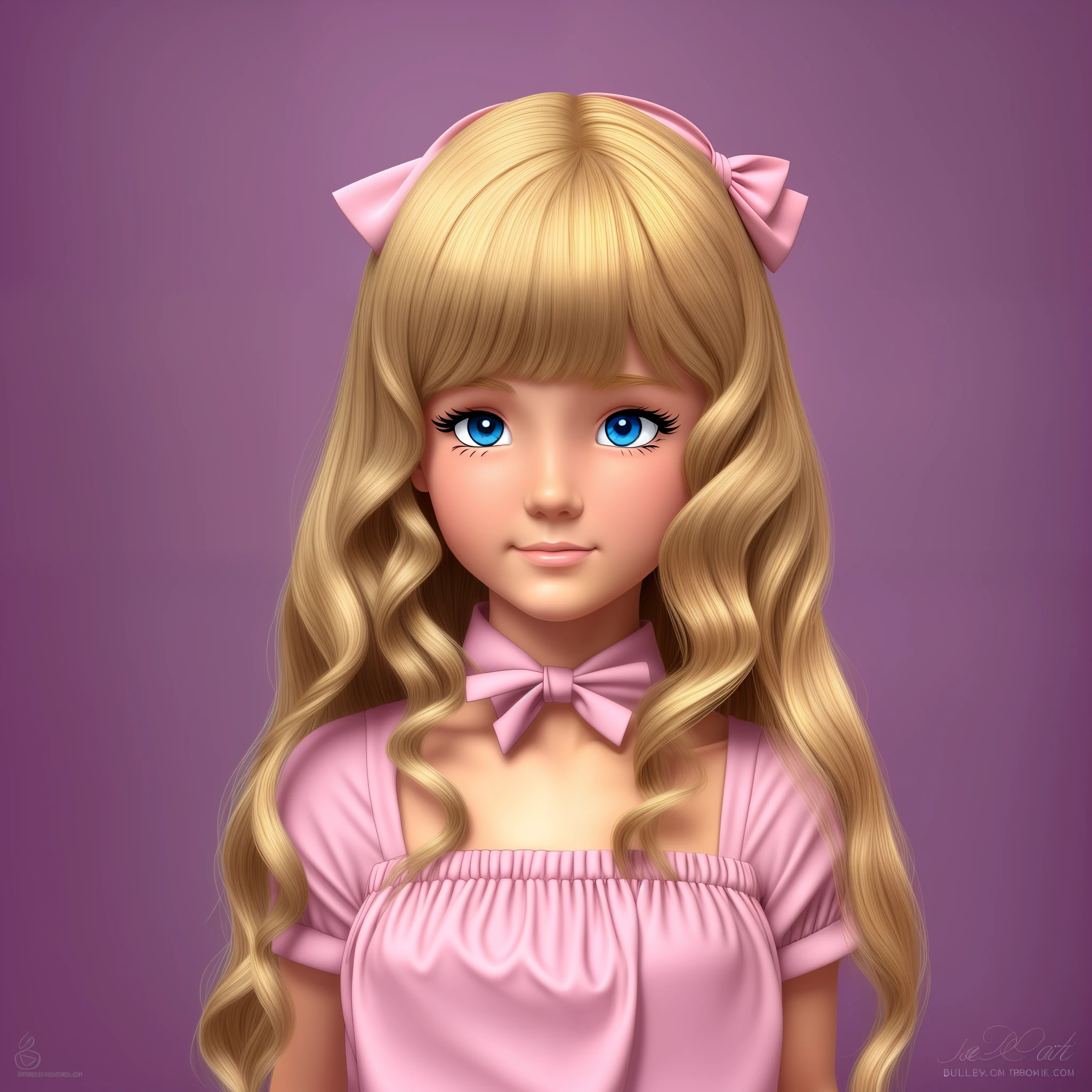 A little English girl, bust photo, cartoon, blonde hair