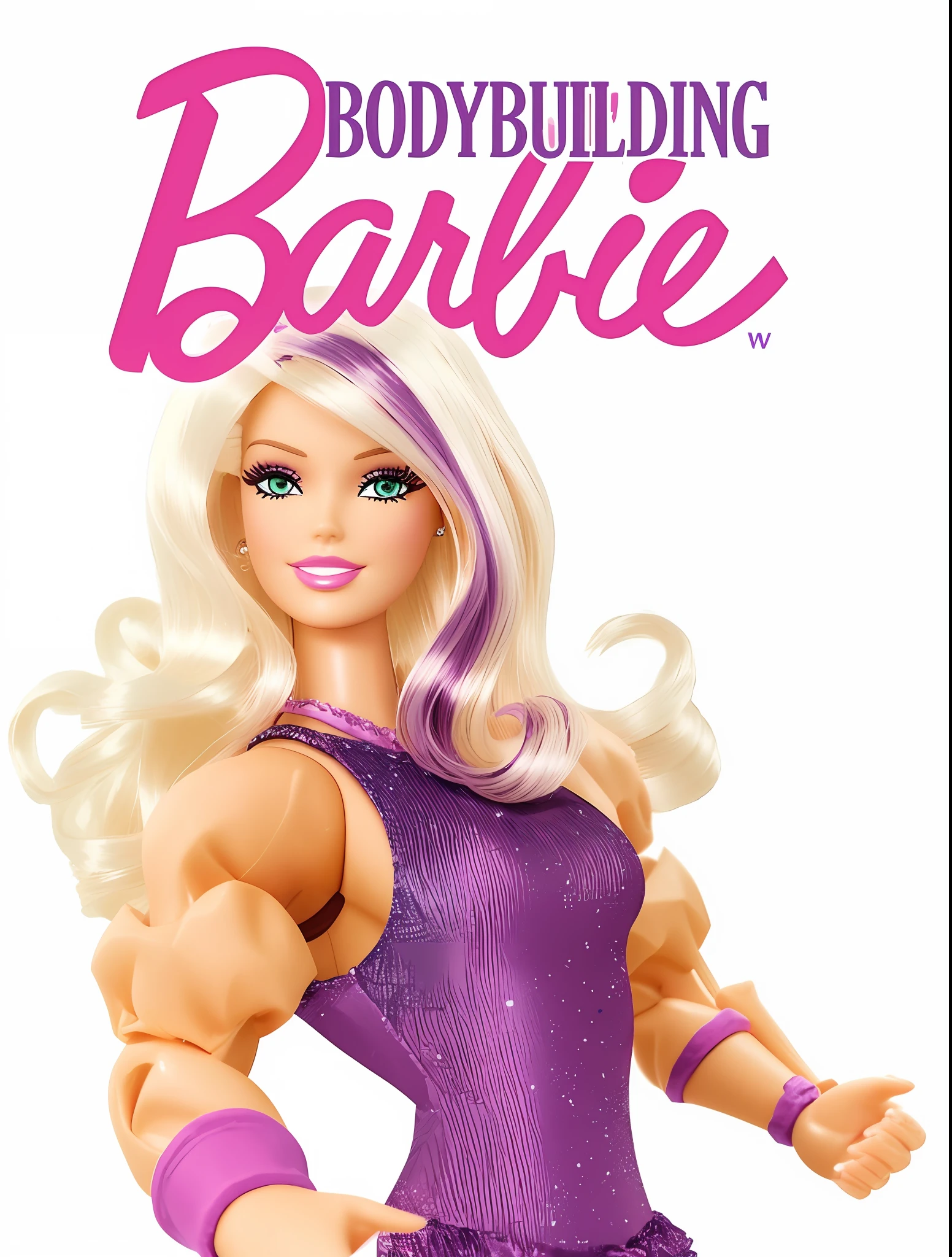 Barbie doll with blonde hair and purple dress on a white background -  SeaArt AI