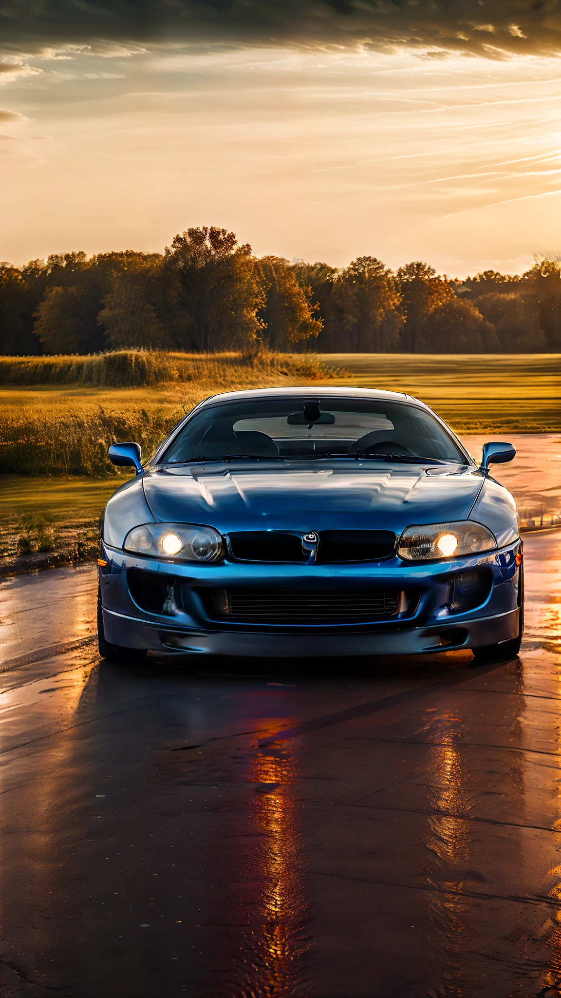 A closeup of a car parked on a wet surface, chrome reflection, high quality wallpaper, car with holographic paint, high quality wallpaper, BMW I 8, mobile wallpaper, cinematic light and reflections, 4 K HD wallpaper c 1 7, vehicle photography, HQ 4k wallpaper, high quality image,  automotive photography, octane render aesthetics, amazing wallpaper, mobile wallpaper cobblestone street with a shining light, cobblestone road, by Gyula Basch, cobblestone street, cobblestones, cobblestone roads, by René Burri, edward steichen, by Brassaï, cobblestones, by Jan Kupecký, paved, by Siegfried Haas