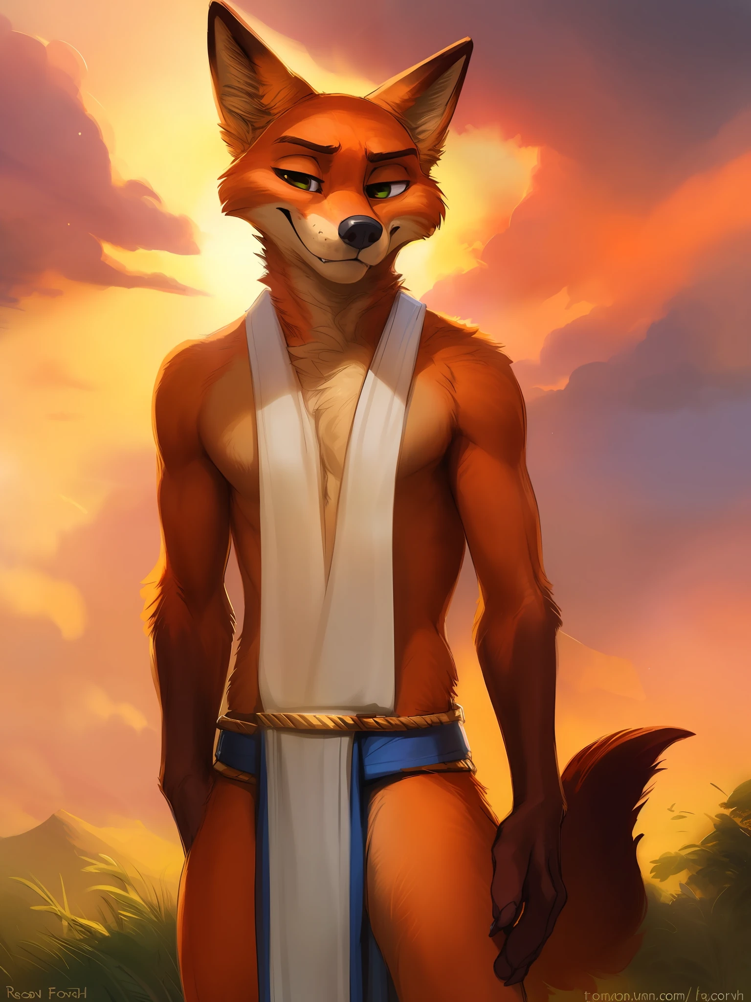 a beautiful and detailed portrait of a Nick Wilde as an angelic being, angel, kenket, Ross Tran,ruan jia, trending on artstation,foxovh, cenematic lighting, white loincloth
sky, clouds, distant sun