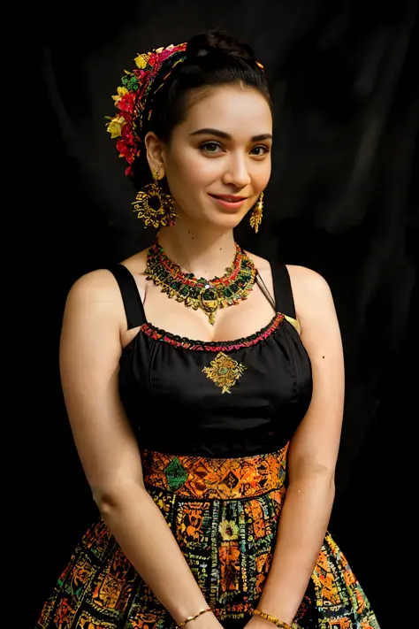 Christina Hendricks smiling black background, Aztec, beautiful maid woman, portrait photo, rubi, vannessa ives, prima ballerina ...