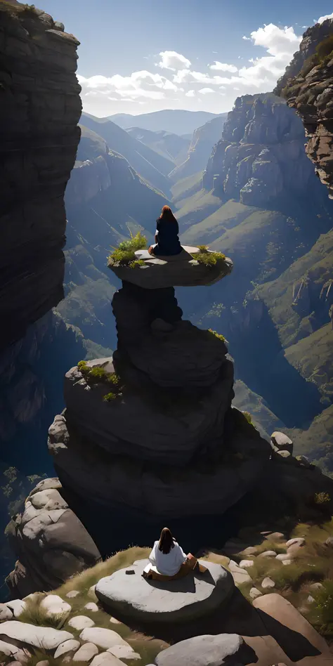 jesus sitting on a stone reading the bible, fluid image, better shadow, better quality, masterpiece, beautiful environment, iten...