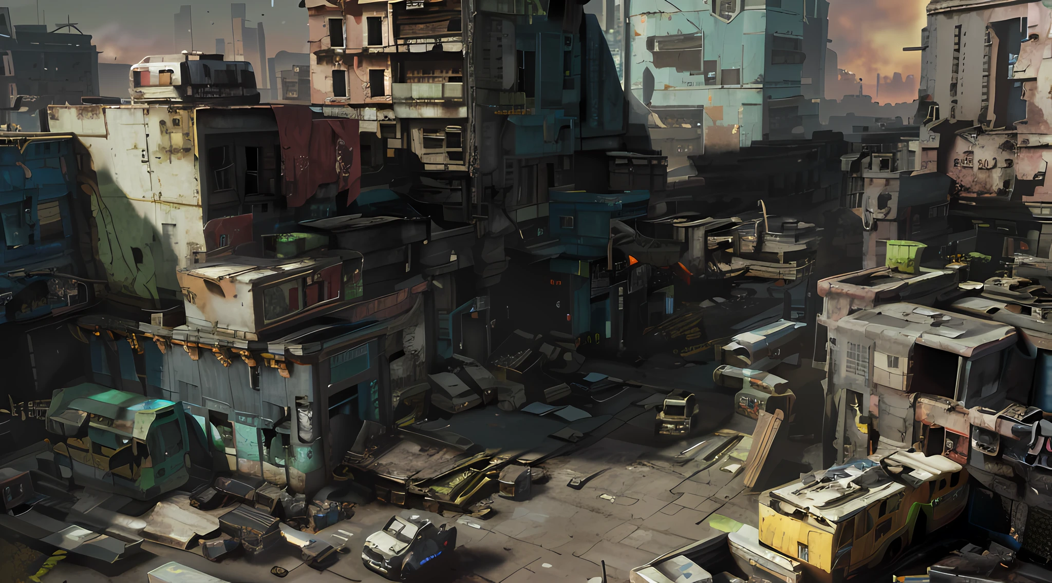 fotos fotorrealistas, detalhe ultra-claro, Resident Evil, edifícios empilhados sujos cidades cyberpunk, renderizações altamente realistas do Unreal Engine