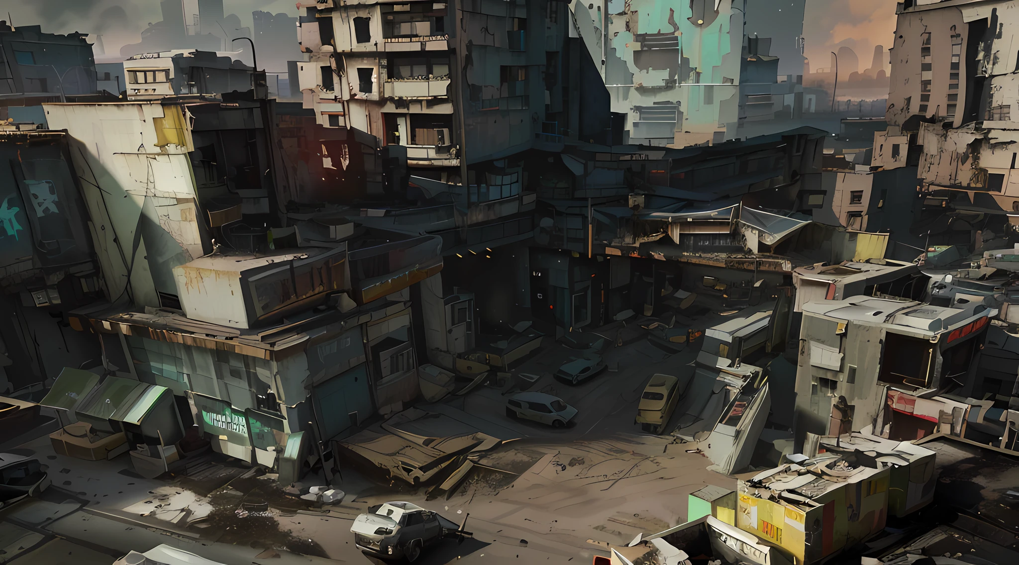 Photorealistic photos, detalle ultra claro, Resident Evil, edificios apilados sucio cyberpunk ciudades, Representaciones altamente realistas de Unreal Engine
