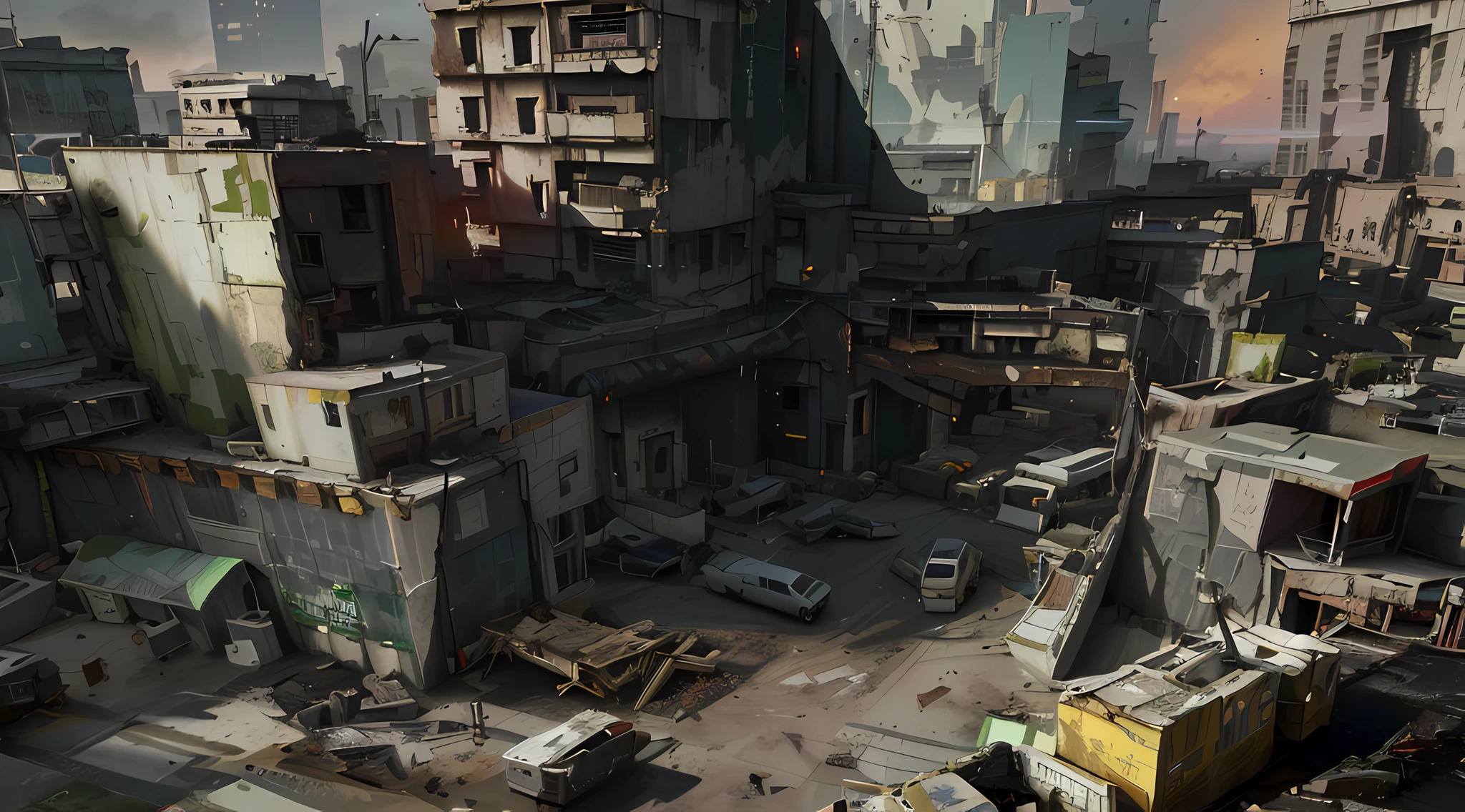 Photorealistic photos, detalle ultra claro, Resident Evil, edificios apilados sucio cyberpunk ciudades, Representaciones altamente realistas de Unreal Engine