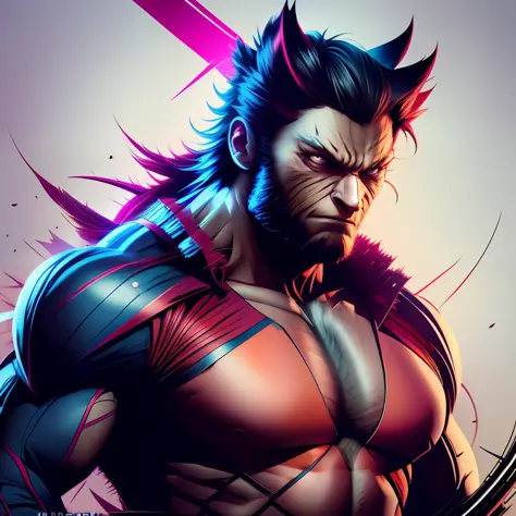 Wolverine, Design with 32k quality, inspired by T-shirt design, with Cyberpunk style, made by DSLR Camera, full framing, centered, white background, maximum quality, maximum detail.