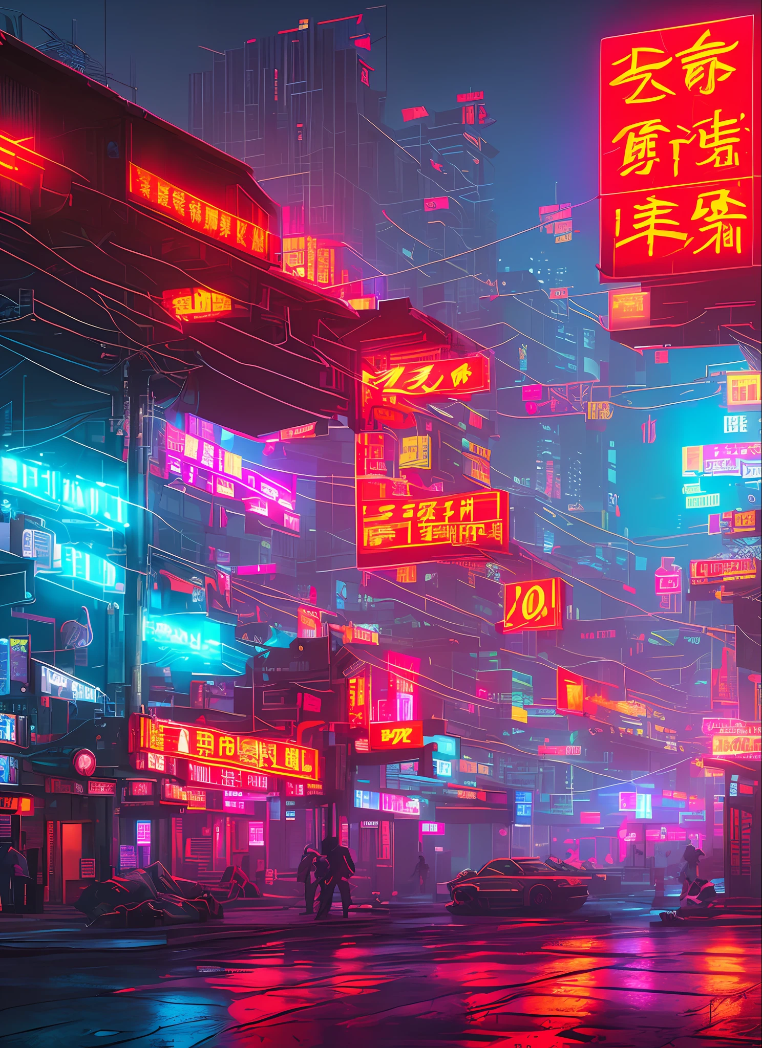 (an artistic photo of a cyberpunk prostitute), traditional Chinese flavor, realization of socialism, centralism in the Soviet Union, red flag fluttering, full body photo, centered, (very detailed: 1.2), (intricate neon slum in background: 1.1), ultra-detailed, (soft light: 1.2), high resolution, cinematic particles.