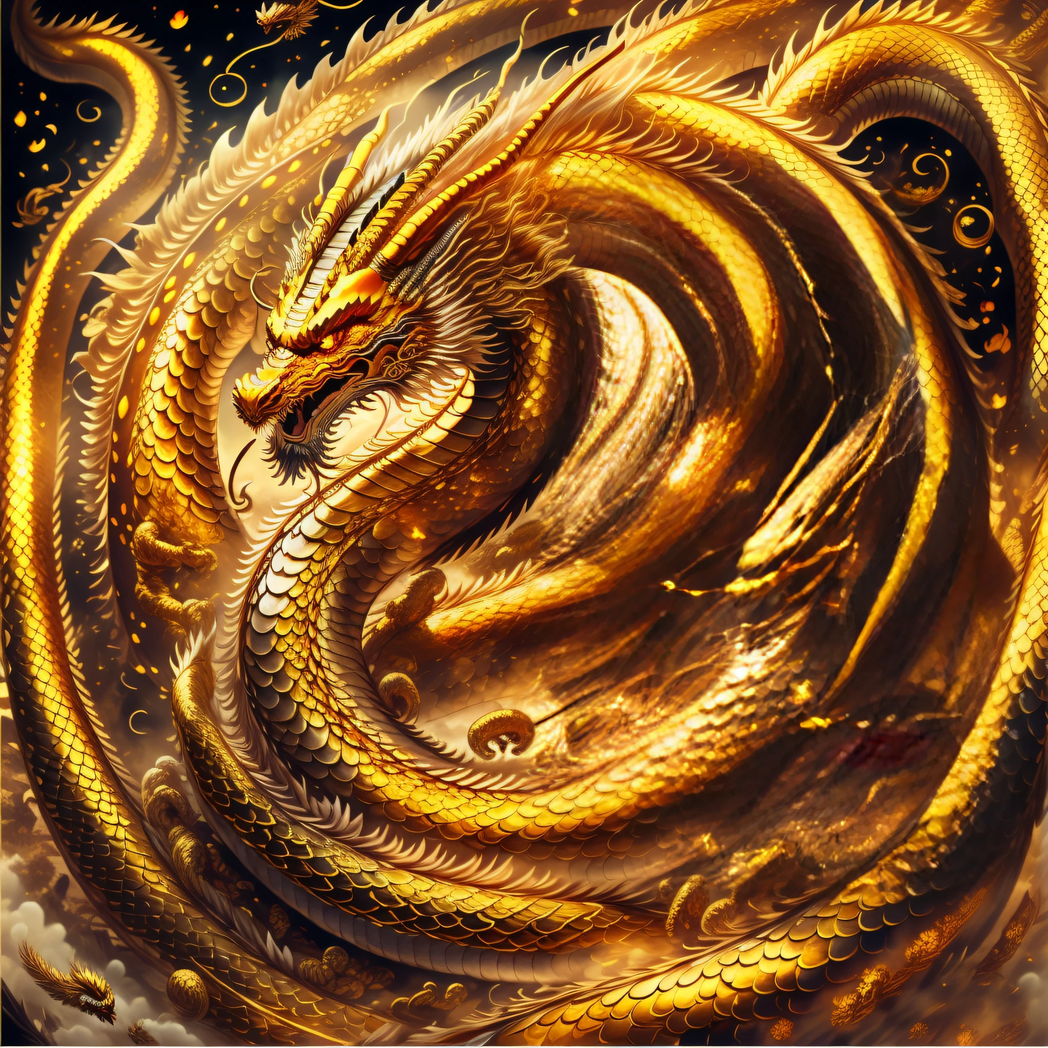 Dragon Chino, golden scales
