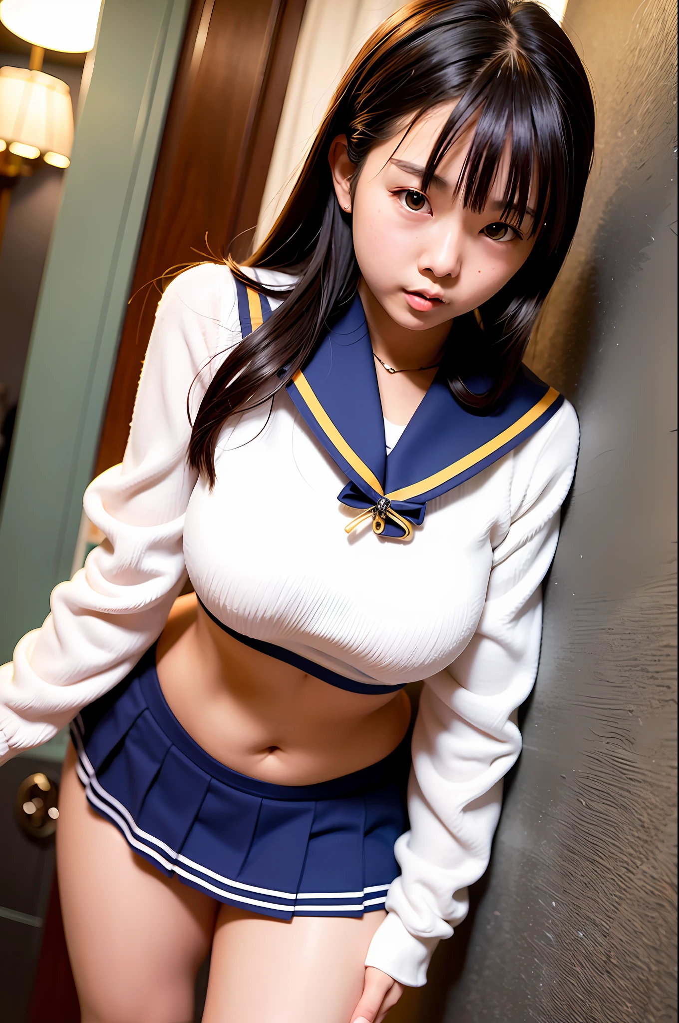 Arafed asian woman in a sailor suit posing for a picture - SeaArt AI