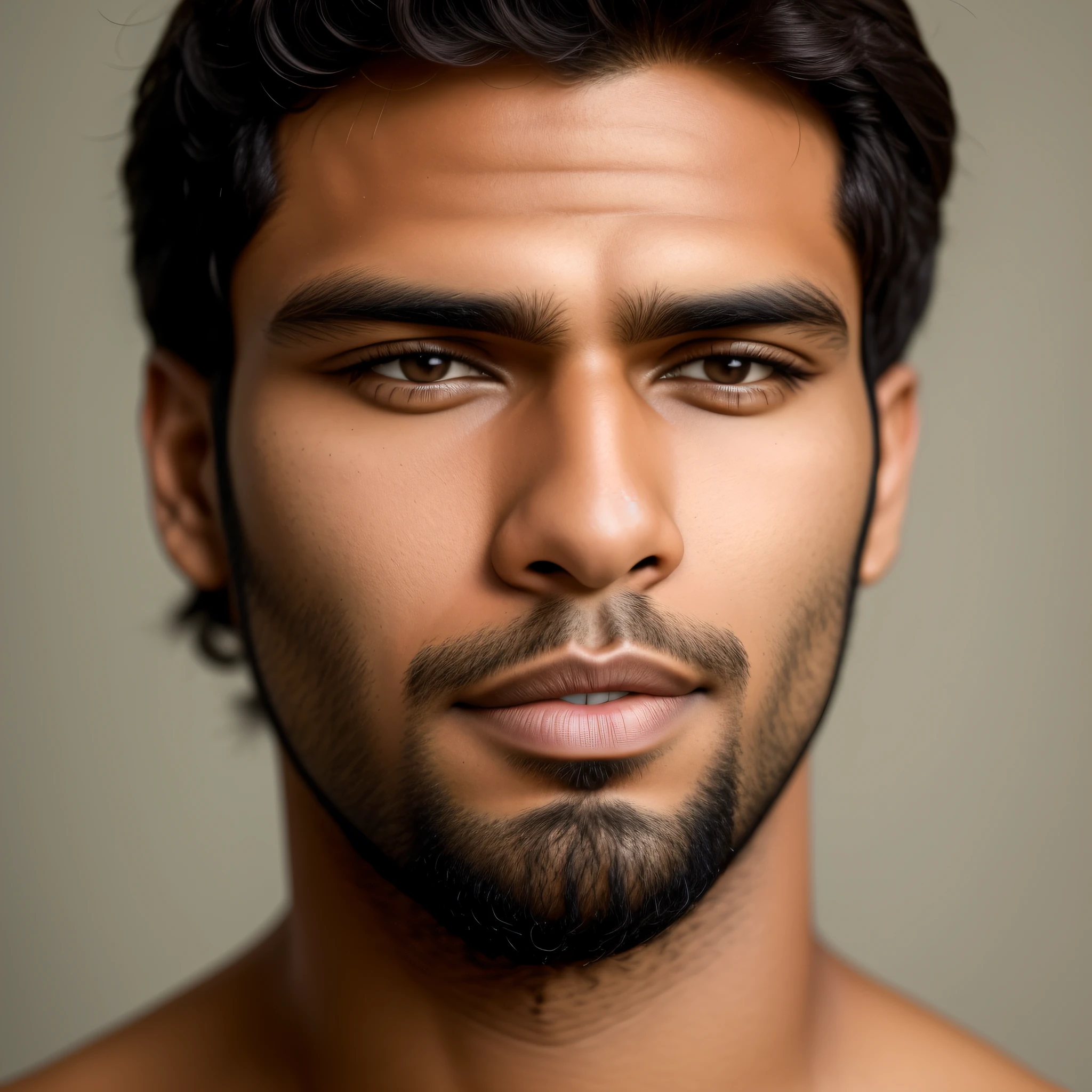 A close up of a man with a beard and no shirt - SeaArt AI