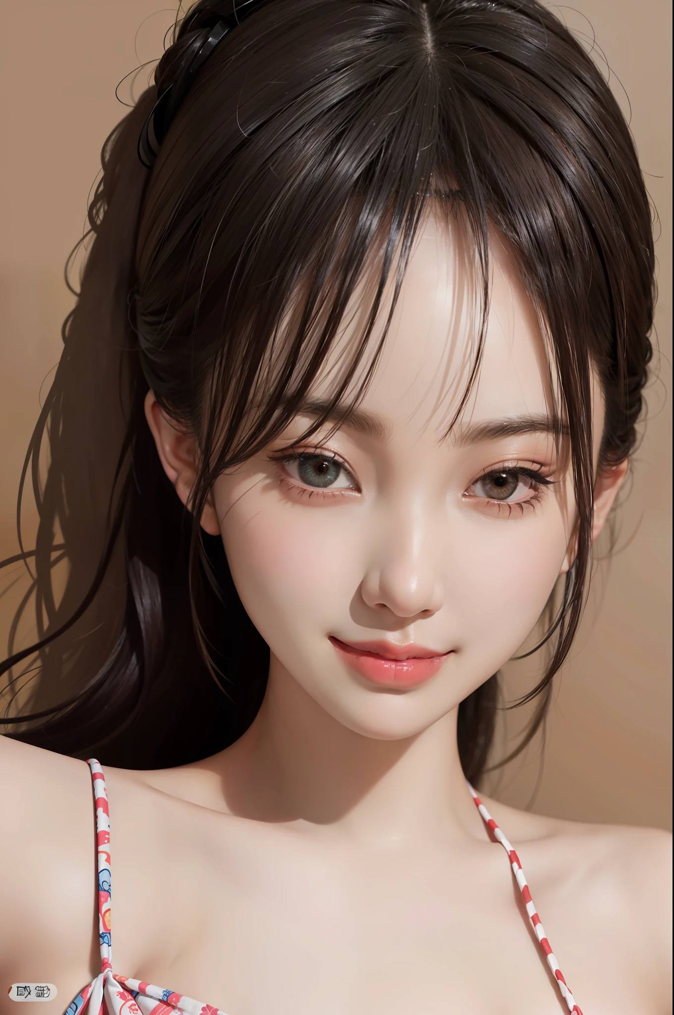 Masterpiece, Best Quality, Portrait of 1girl,Korean woman,(Masterpiece, Pretty person,Polluted smile),Virtual YouTube,Detailed skin texture, Detailed cloth texture, Beautifully detailed face, Masterpiece, Clavicle,