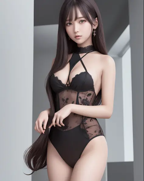 masterpiece, best quality, official art, highly detailed cg Unity 8k wallpaper,1girl, beautiful detailed eyes, perfect body, black long hair, big, look at viewer,double narrowed,front,suit,
