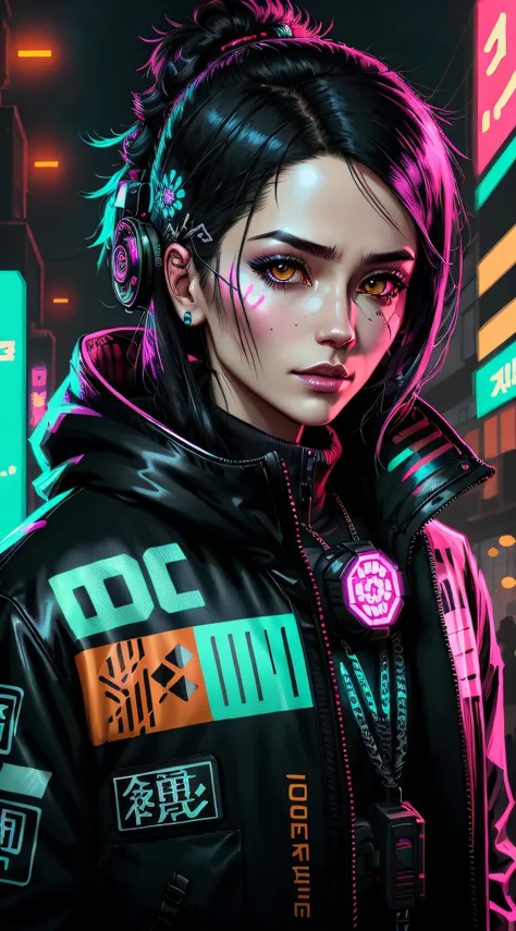 dreamlikeart pltn style, detailed portrait Neon Operator Girl ...