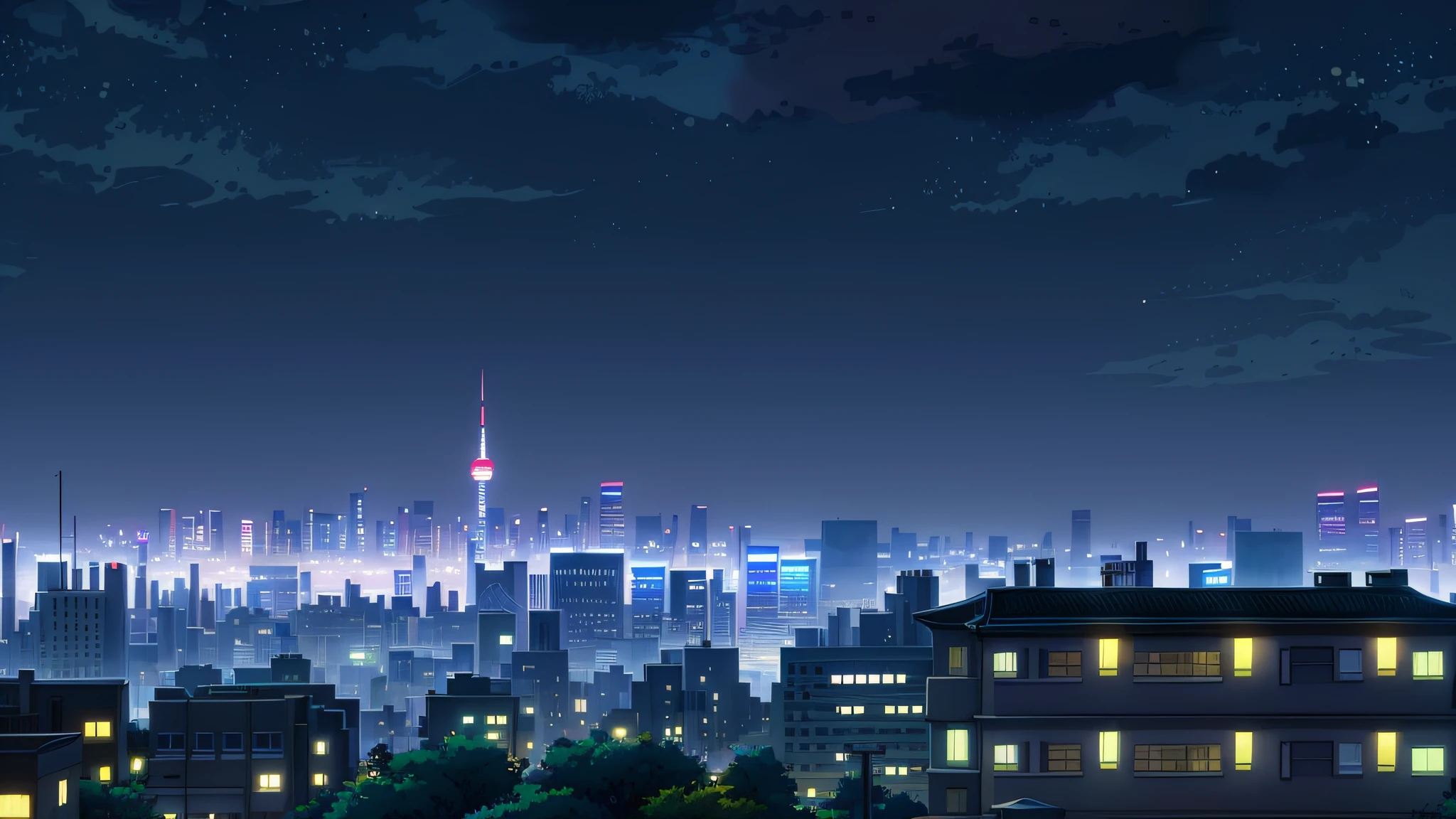 Anime Style Nighttime Mountain View by Young Teen | MUSE AI