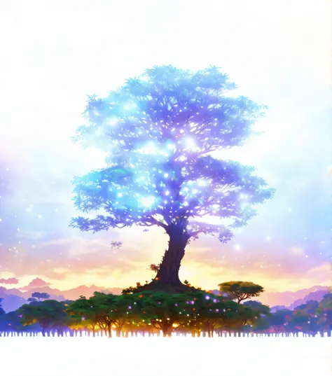 there is a tree that is standing on a small island, fantasy tree, magical tree, the tree of life, made of tree and fantasy valle...