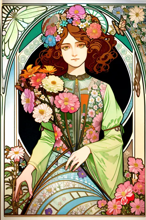 (art nouveau:1.25), Maximalism artstyle,neon theme,suprematism,beautiful detailed flower, beautiful detailed eyes,hyper detailed...
