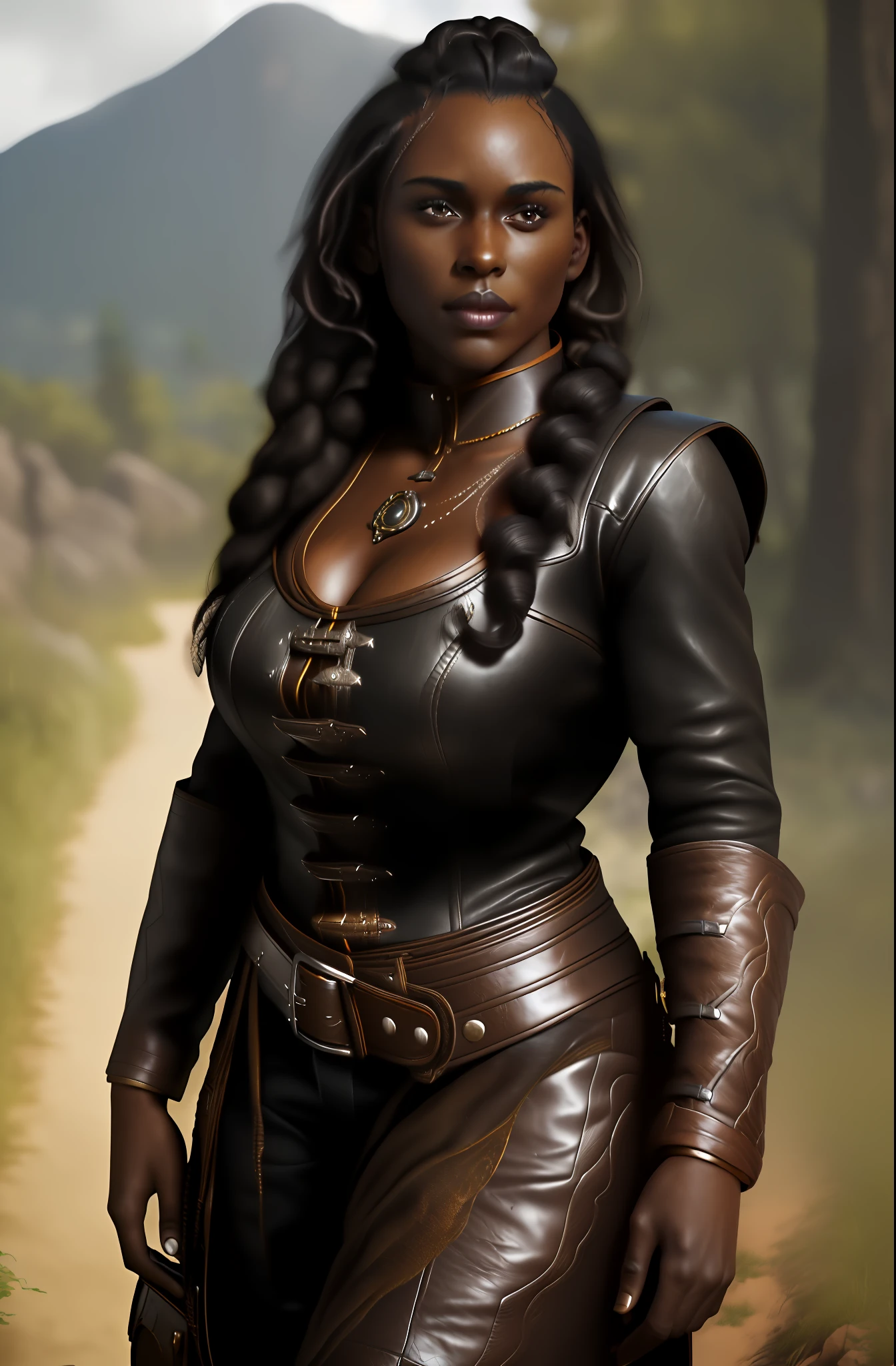 best quality, masterpiece:1.2), A beautiful woman with brown skin, ((( beautiful)) dark skin, portrait - SeaArt AI