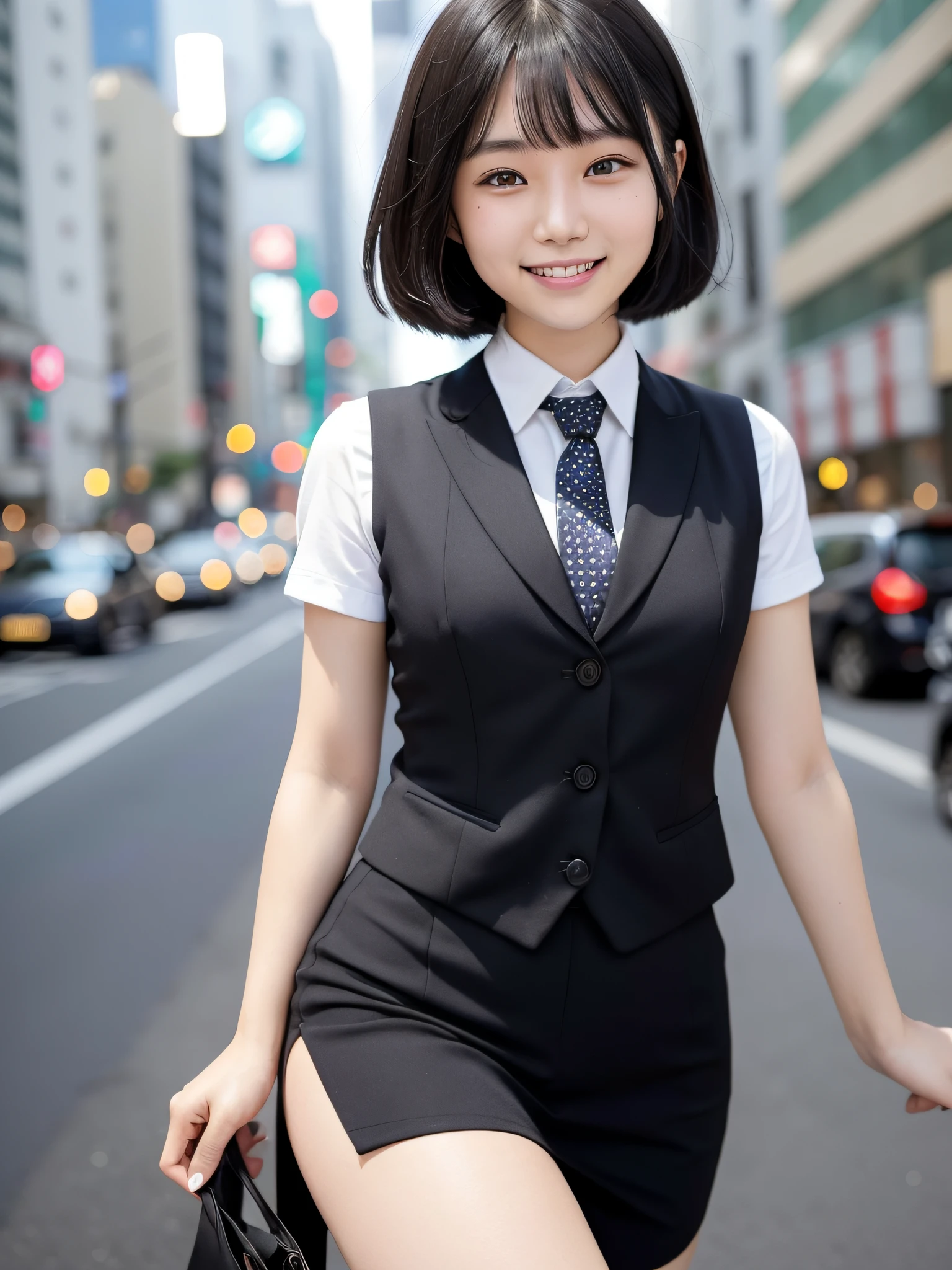 20-year-old Japan woman, straight black hair cut down to the shoulders ...